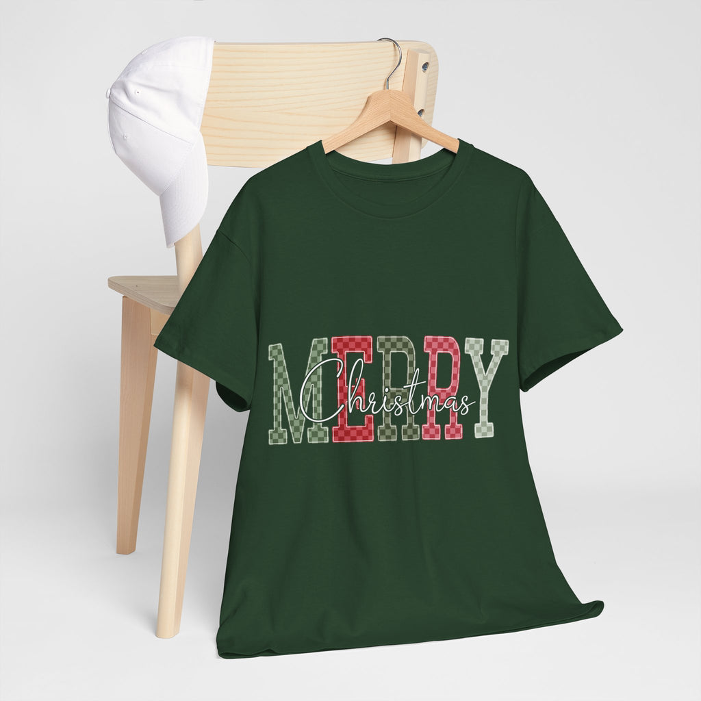 Plaid Merry Christmas Unisex Cotton Tee