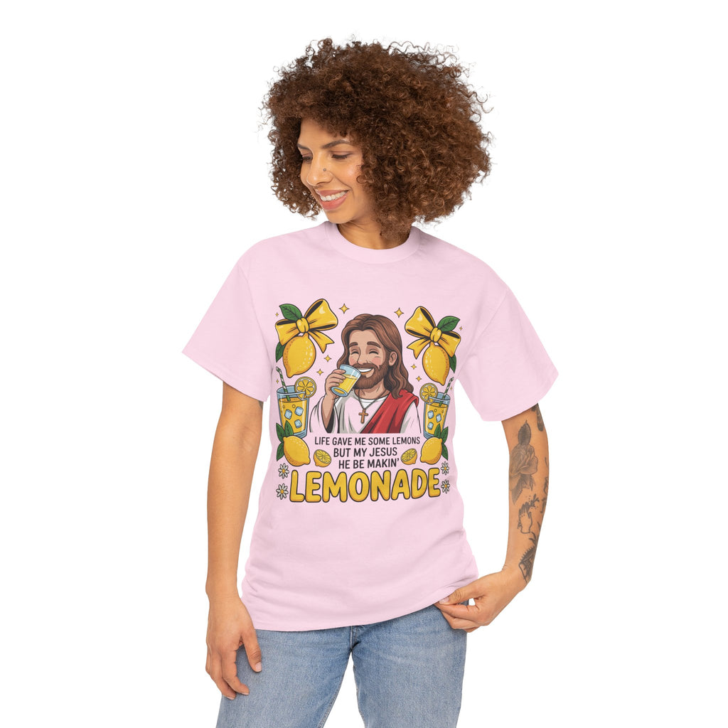 Jesus Drinking Lemonade T-Shirt — "Life Gave Me Some Lemons" Christian Unisex Cotton Tee
