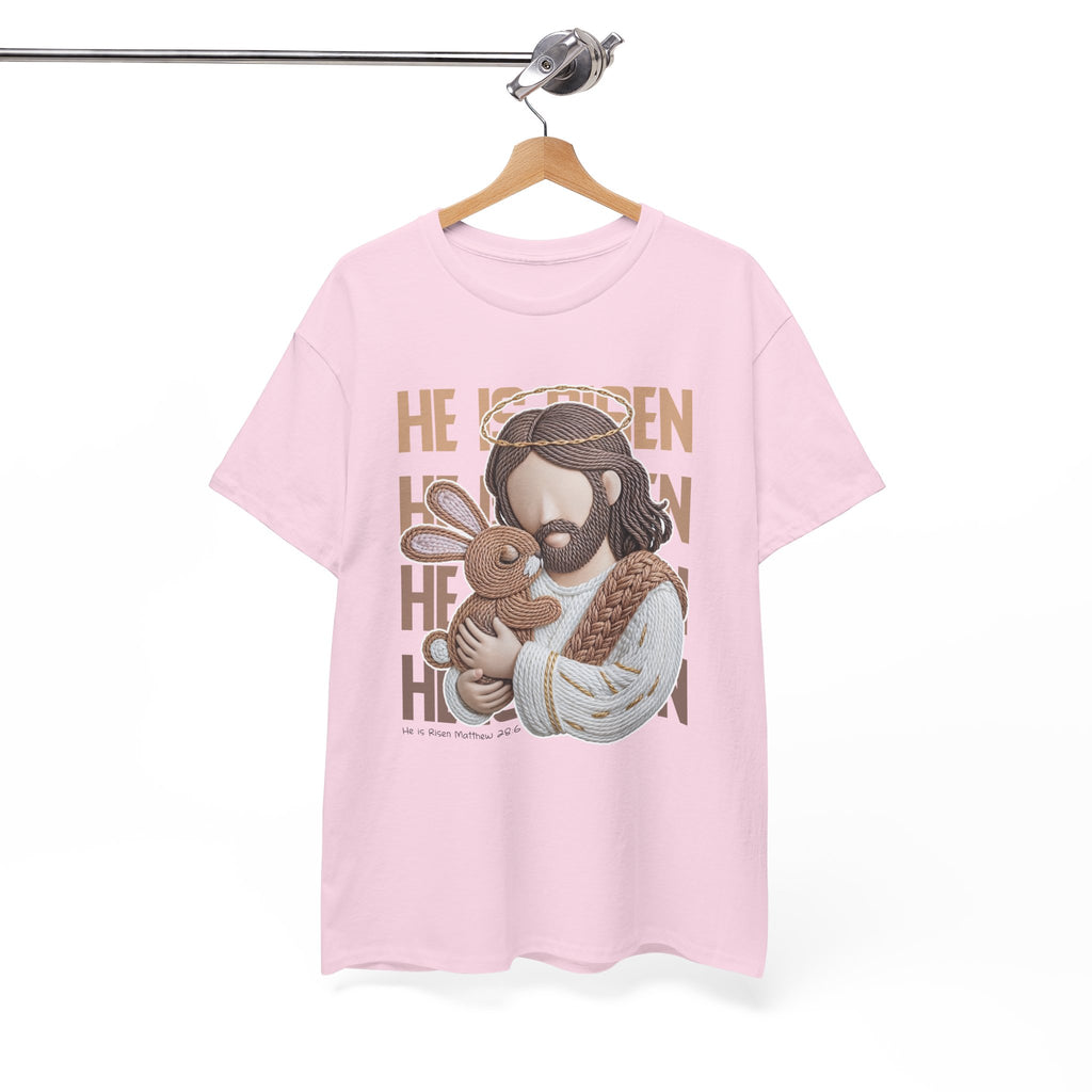 He Is Risen Matthew 28:6 Jesus With Lamb Unisex Cotton T-Shirt