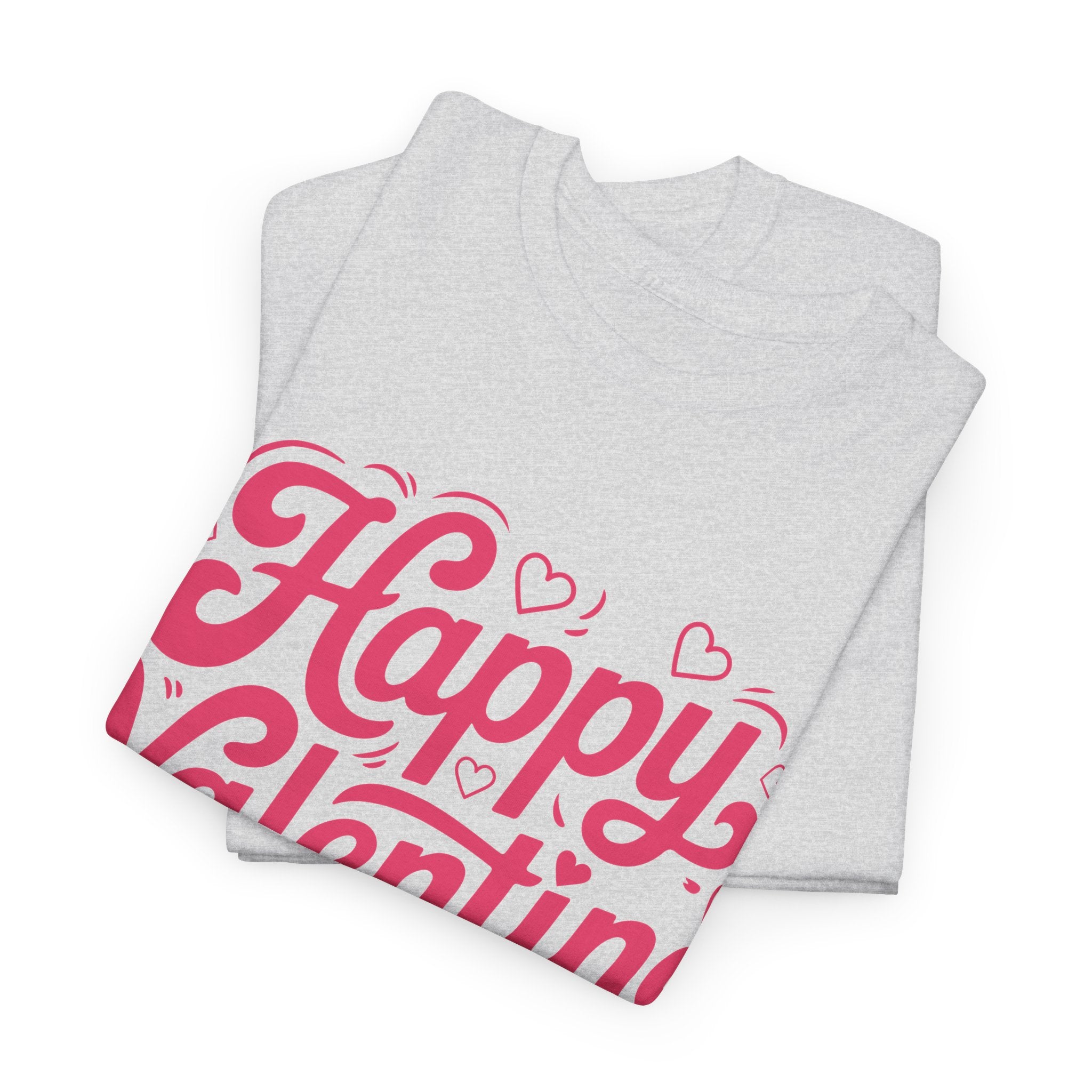 Happy Valentine Day Tee — Pink Heart & Love Icons Valentine's Unisex Cotton Shirt