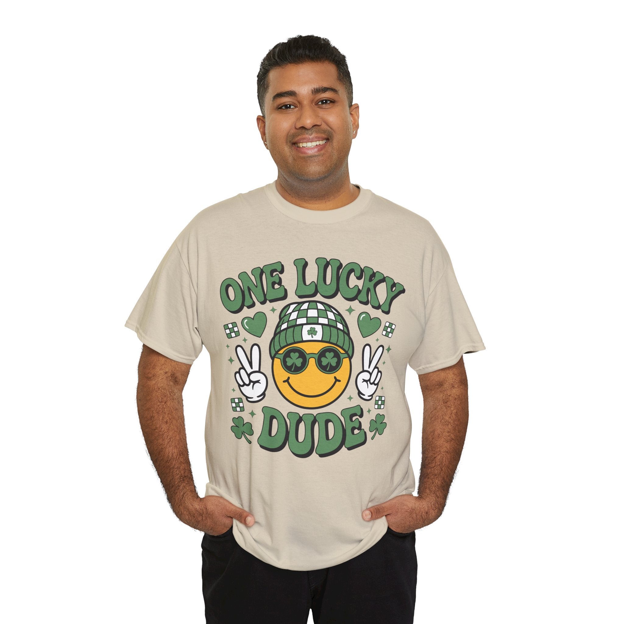 One Lucky Dude Shamrock Tee — St. Patrick's Day Smiley Unisex Cotton Tshirt