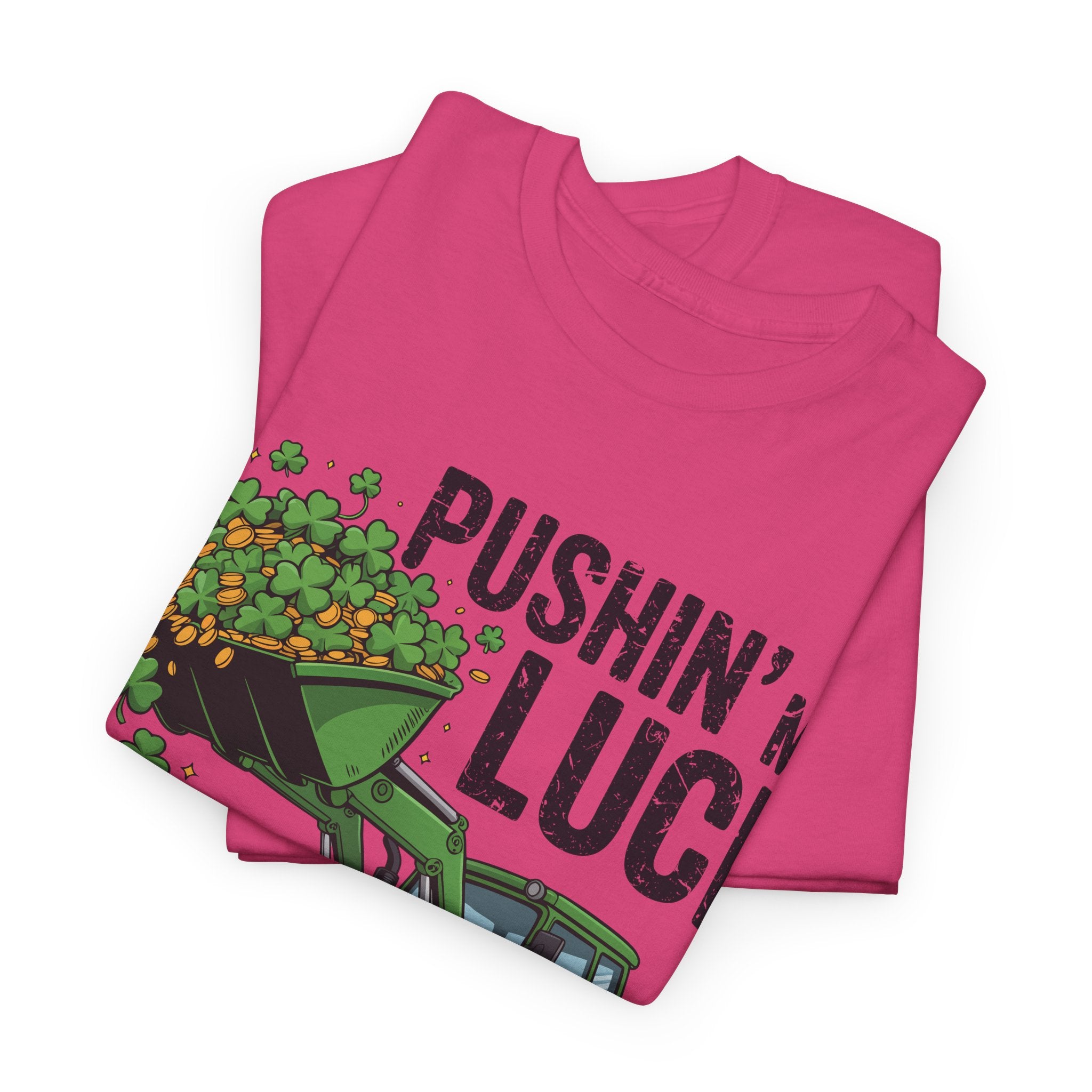 Pushin' My Luck Shamrock Tractor Tee — St. Patrick's Day Unisex Cotton T-Shirt