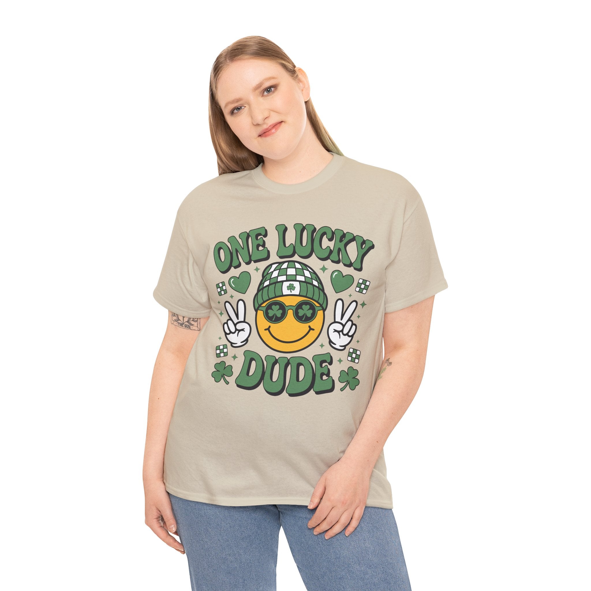 One Lucky Dude Shamrock Tee — St. Patrick's Day Smiley Unisex Cotton Tshirt
