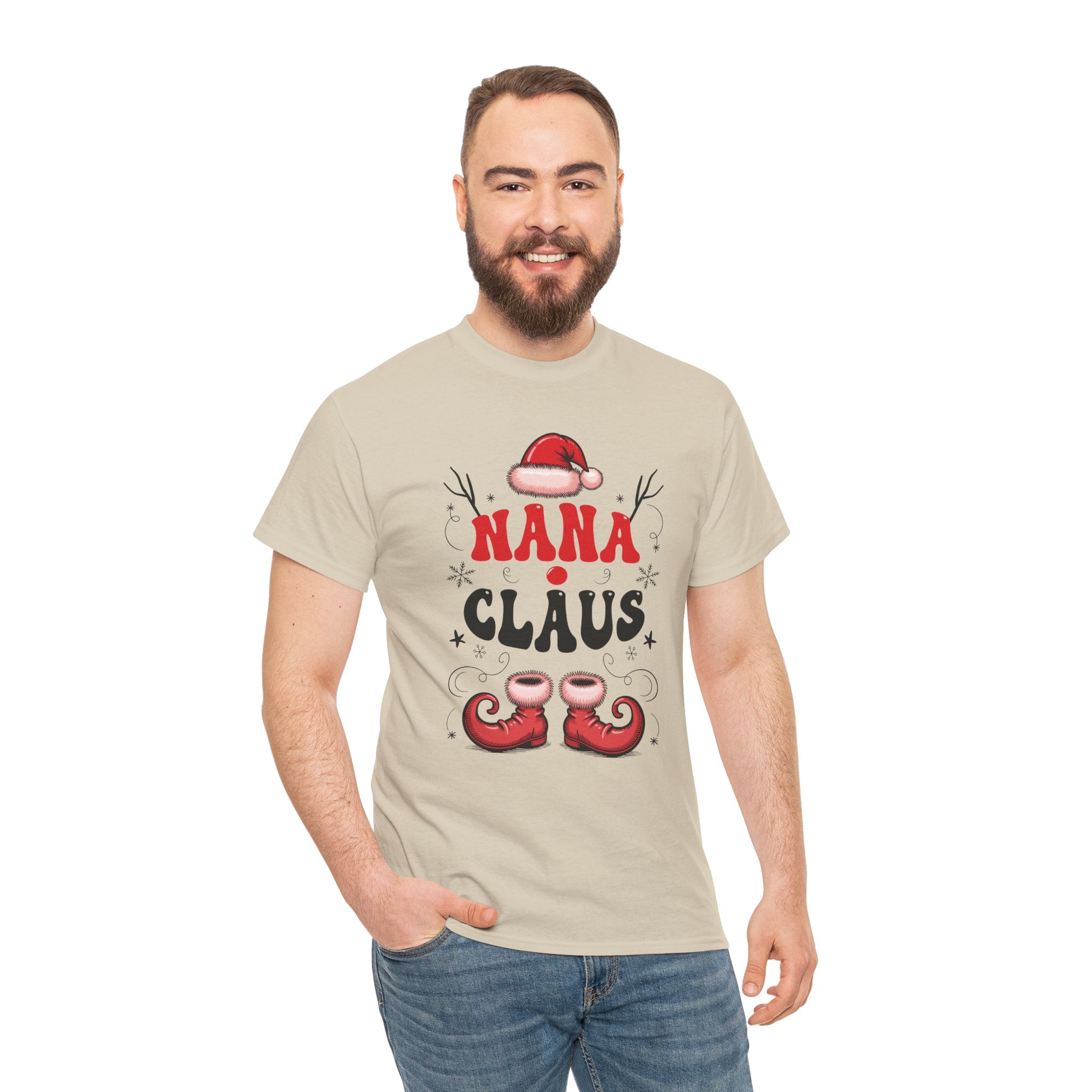 Nana Christmas T-Shirt — Santa Hat & Elf Boots Holiday Unisex Cotton Tee