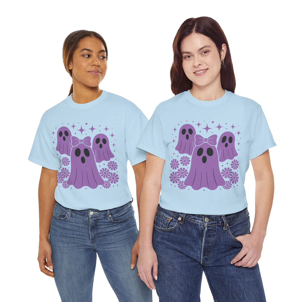 Purple Ghost Halloween Unisex Cotton Tee