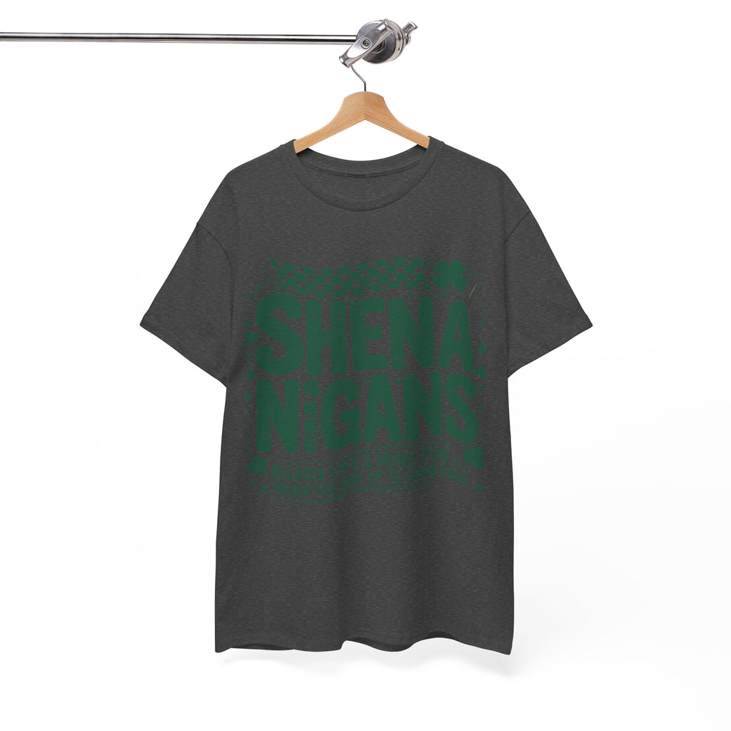 Shenanigans Clover Tee — Bright Green St. Patrick’s Day Shirt with Checkered Flag Unisex Cotton Tee