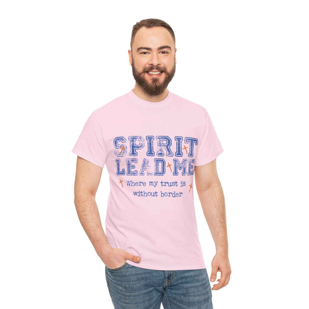 Christian Varsity Tee — “Spirit Lead Me — Where My Trust Is Without Border”. Unisex Cotton Tee