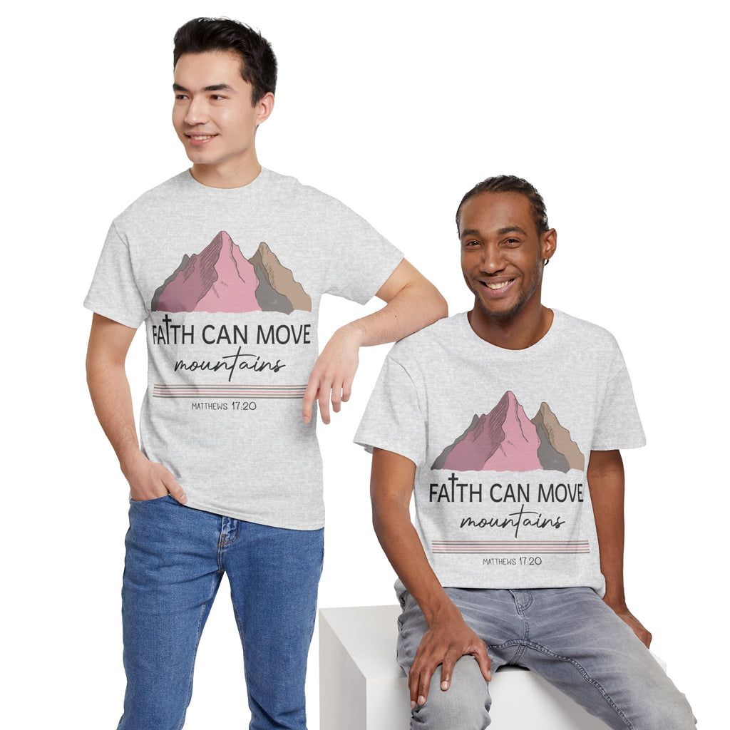 Faith Can Move Mountains Mountain Tee — Pastel Inspirational Christian Unisex Cotton T-Shirt