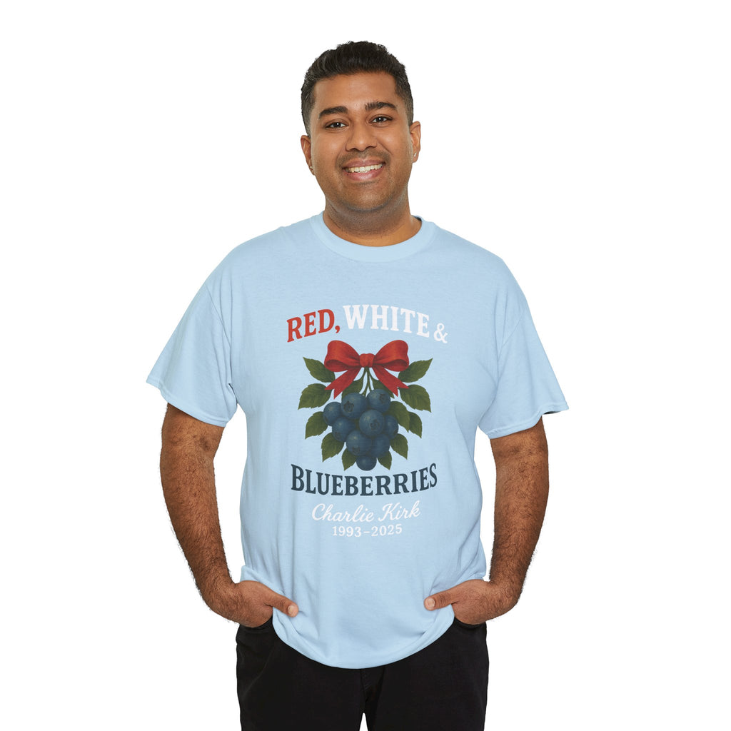 Red, White & Blueberries T-Shirt — Patriotic Blueberry Graphic Unisex Cotton Tee
