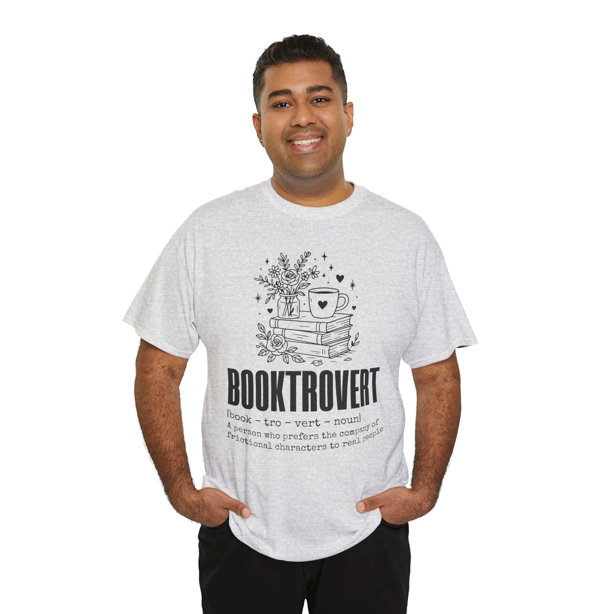 Booktrovert Graphic Tee — "Booktrovert" Definition, Books & Coffee Design Unisex Cotton Tee