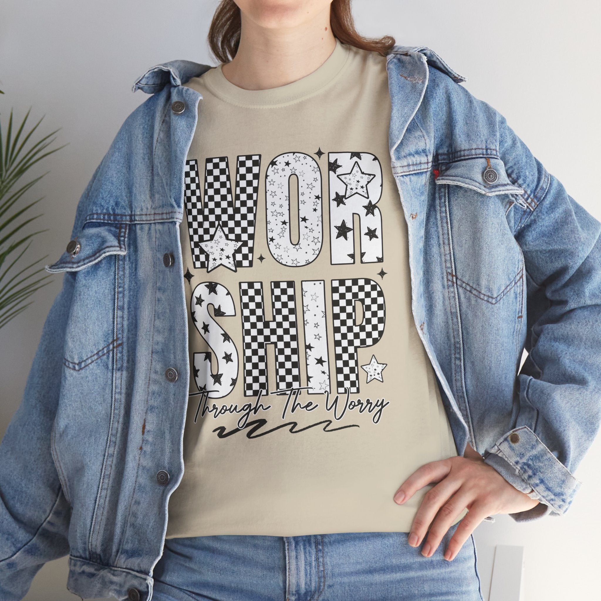 WORSHIP Through The Worry Checkerboard Unisex Cotton Tee