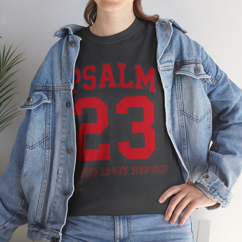 Psalm 23 Varsity T-Shirt — “The Lord Is My Shepherd” Unisex Cotton Tee