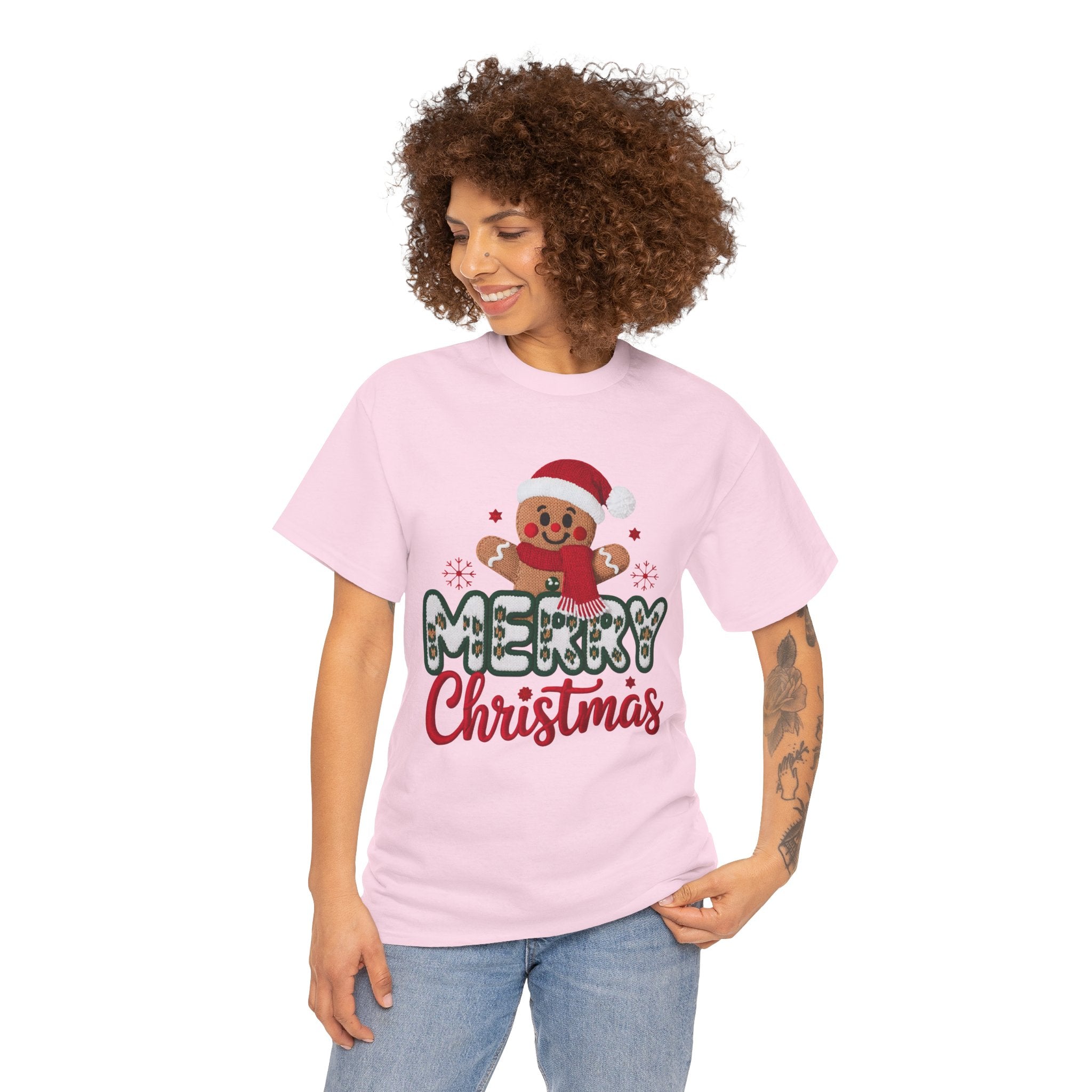 Gingerbread Santa 'Merry Christmas' Unisex Cotton Tee T-Shirt