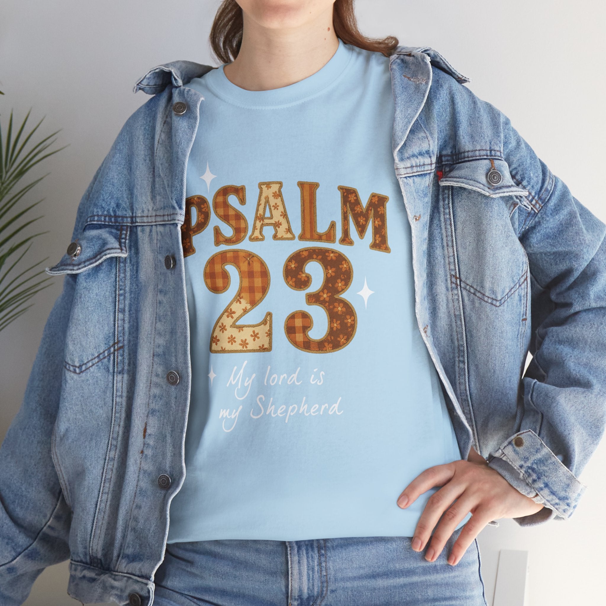 Psalm 23 Floral Tee — “My Lord Is My Shepherd” Stitched-Text Unisex Cotton Tee