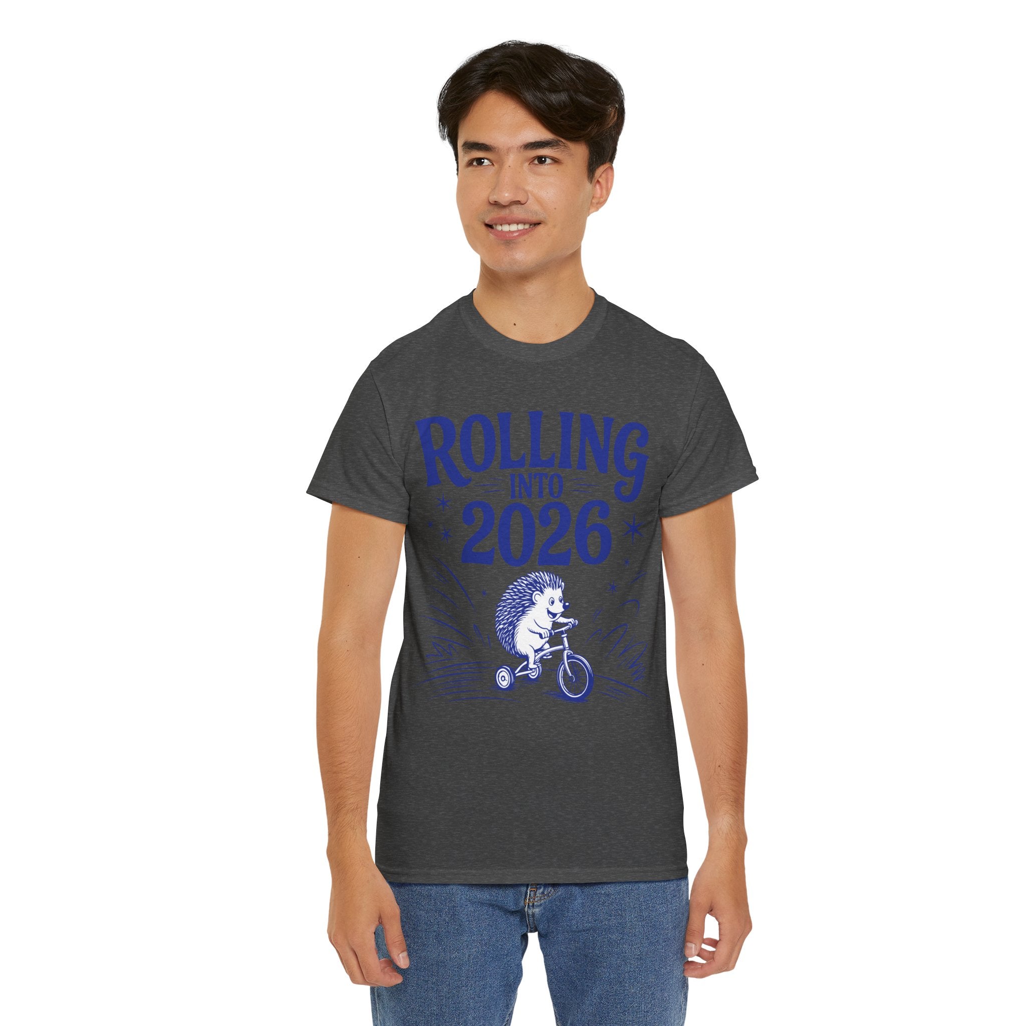 Rolling Into 2026 Hedgehog Tricycle Unisex Cotton Tee
