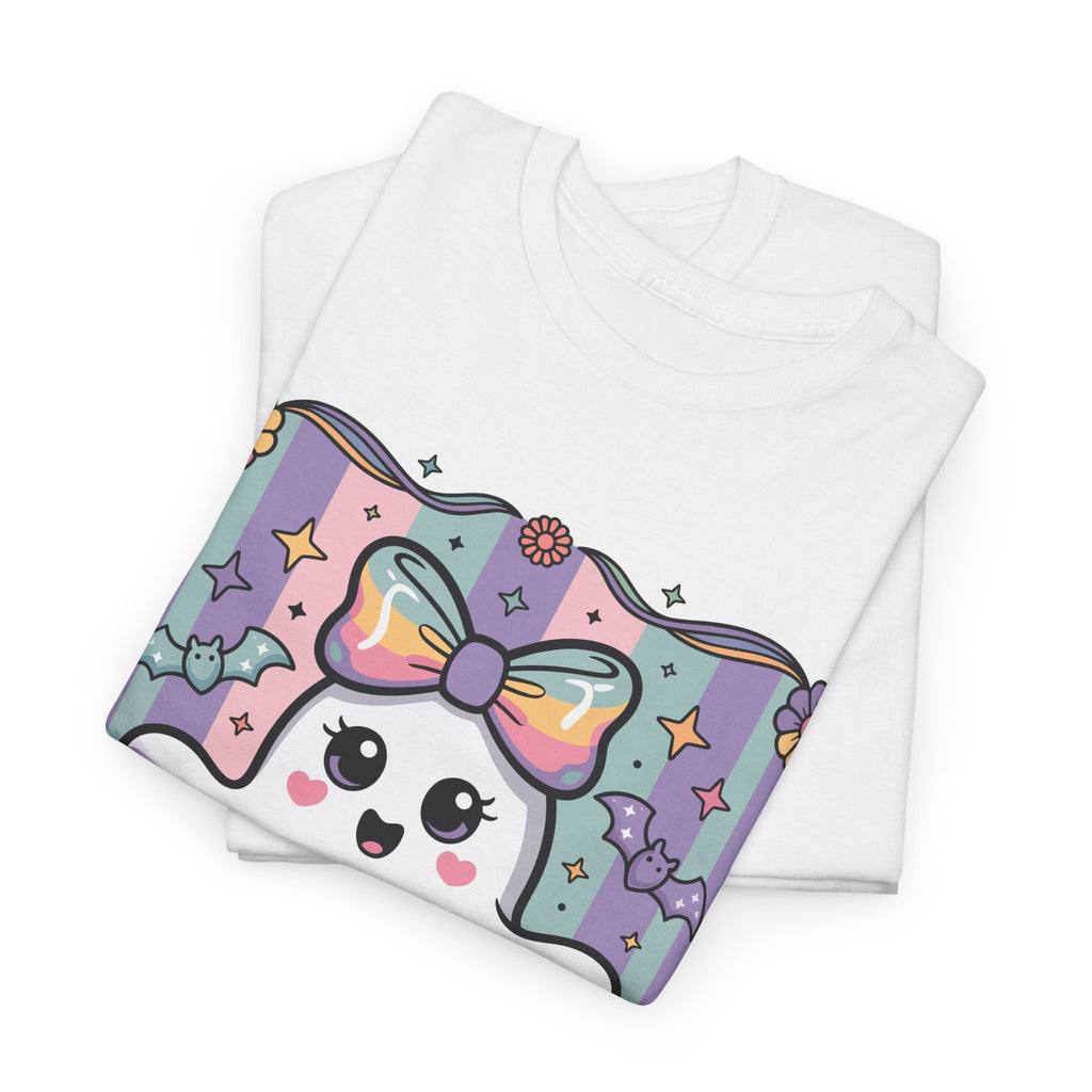 Pastel Ghost Rainbow Bow Unisex Cotton Tee