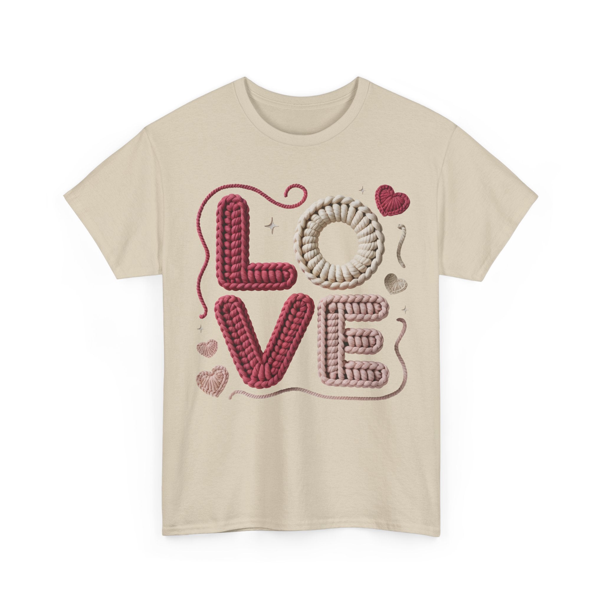 LOVE Faux Yarn Heart Unisex Cotton Tee