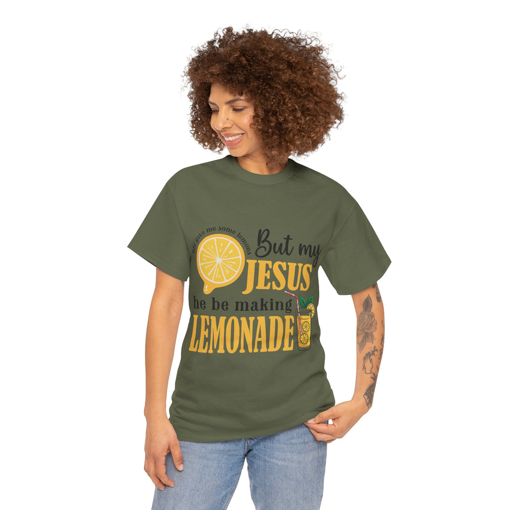 Jesus Lemonade Tee — Lemon Slice & Glass Graphic Christian Unisex Cotton T-Shirt