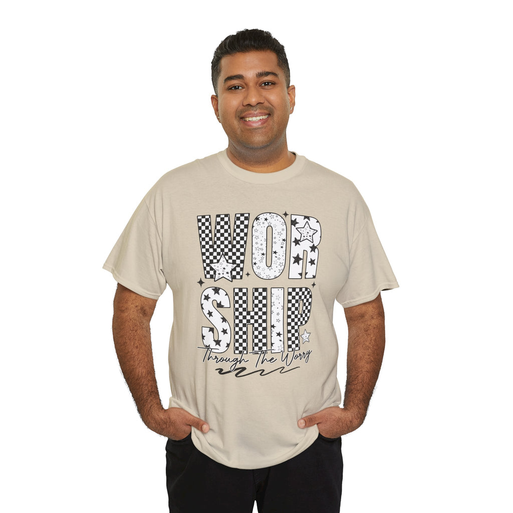 WORSHIP Through The Worry Checkerboard Unisex Cotton Tee
