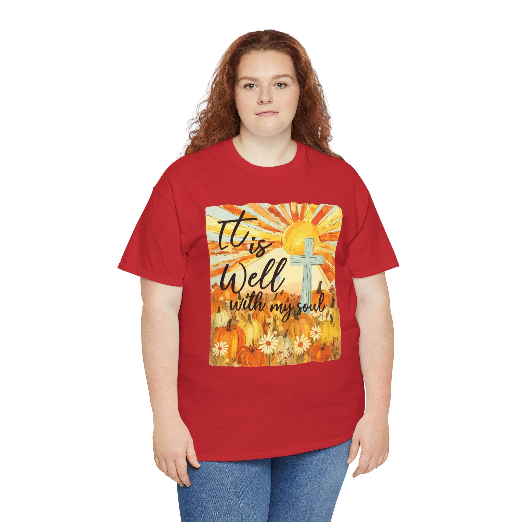It Is Well With My Soul Pumpkin Sunrise Unisex Cotton T-Shirt
