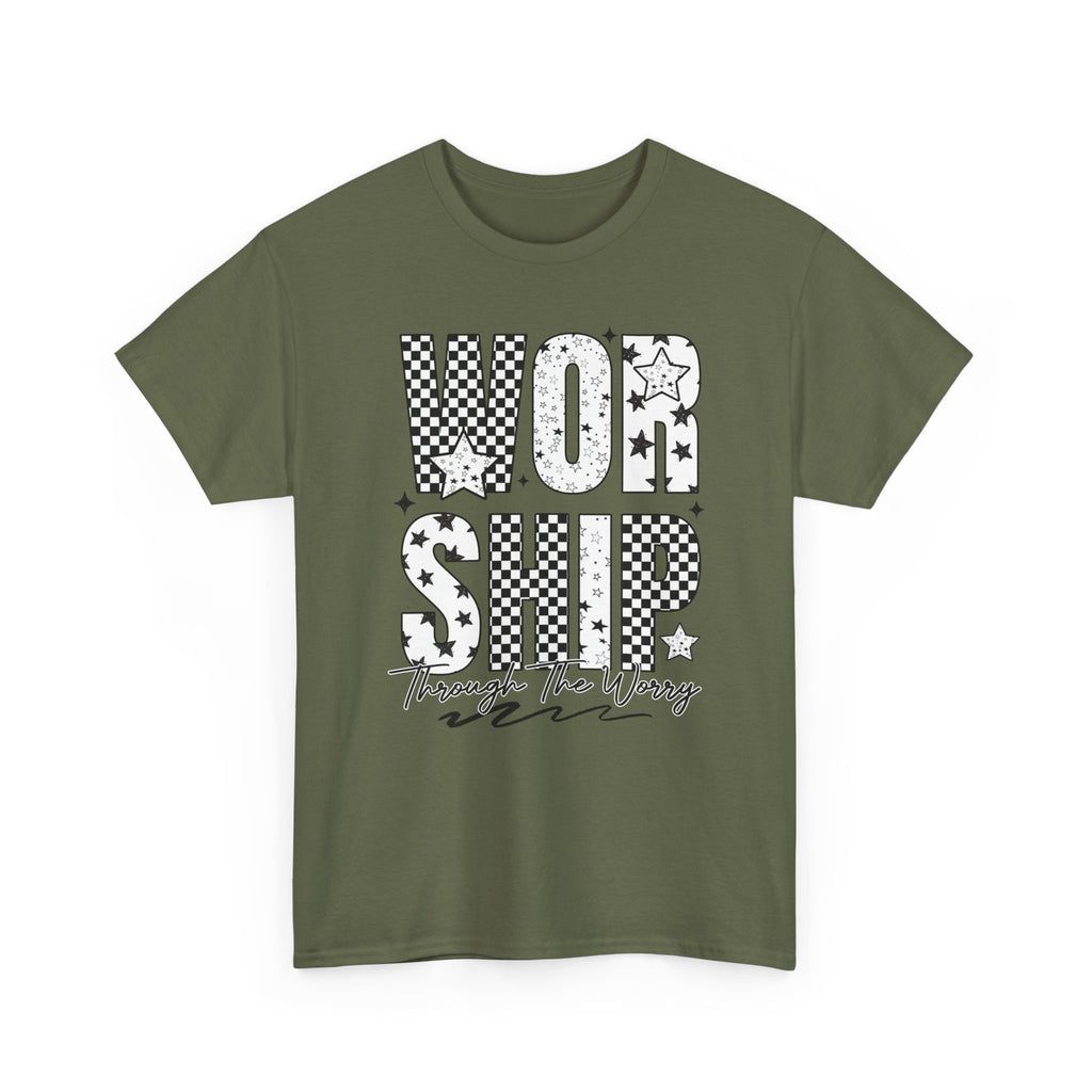 WORSHIP Through The Worry Checkerboard Unisex Cotton Tee