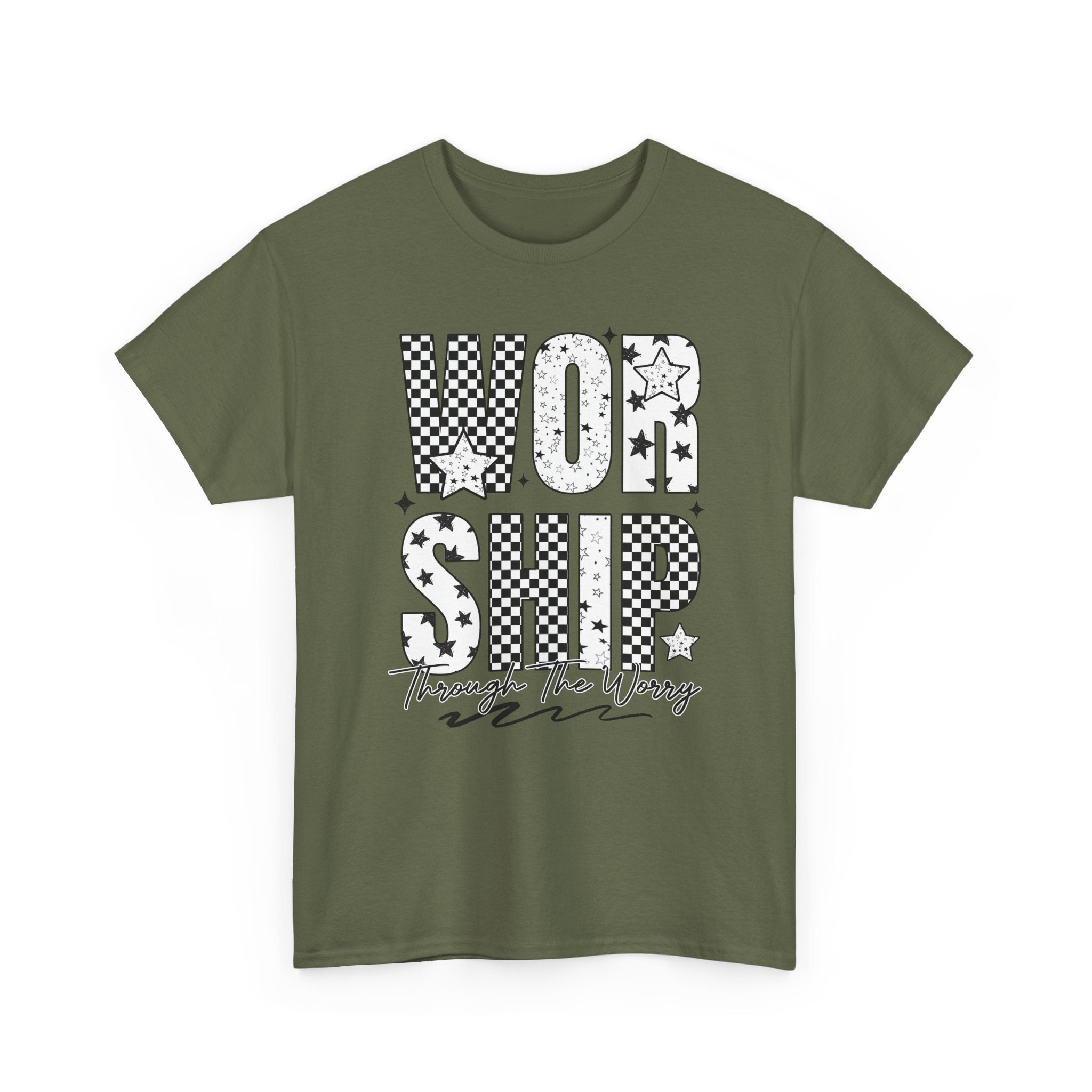 WORSHIP Through The Worry Checkerboard Unisex Cotton Tee