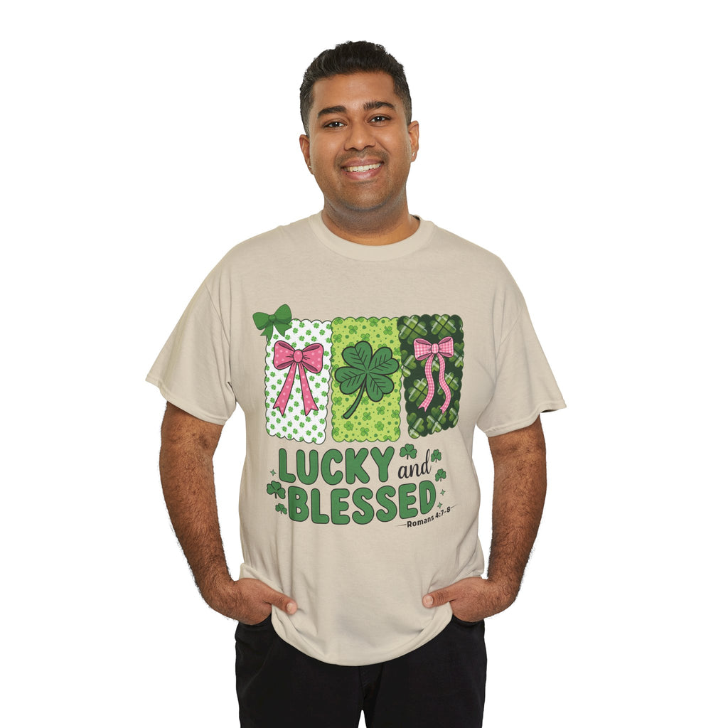 Lucky and Blessed Clover Unisex Cotton Tee