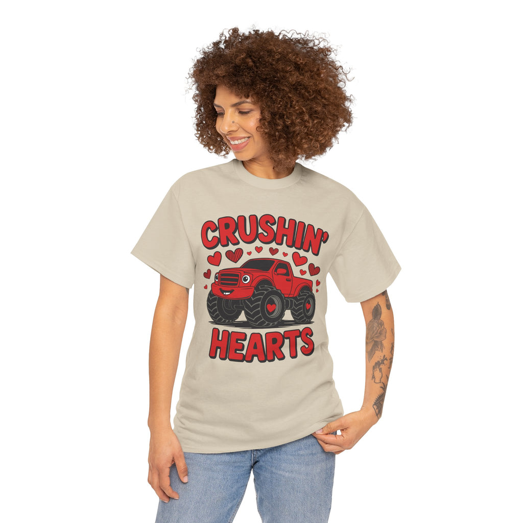 Crushin’ Hearts Valentine Monster Truck Unisex Cotton Tee