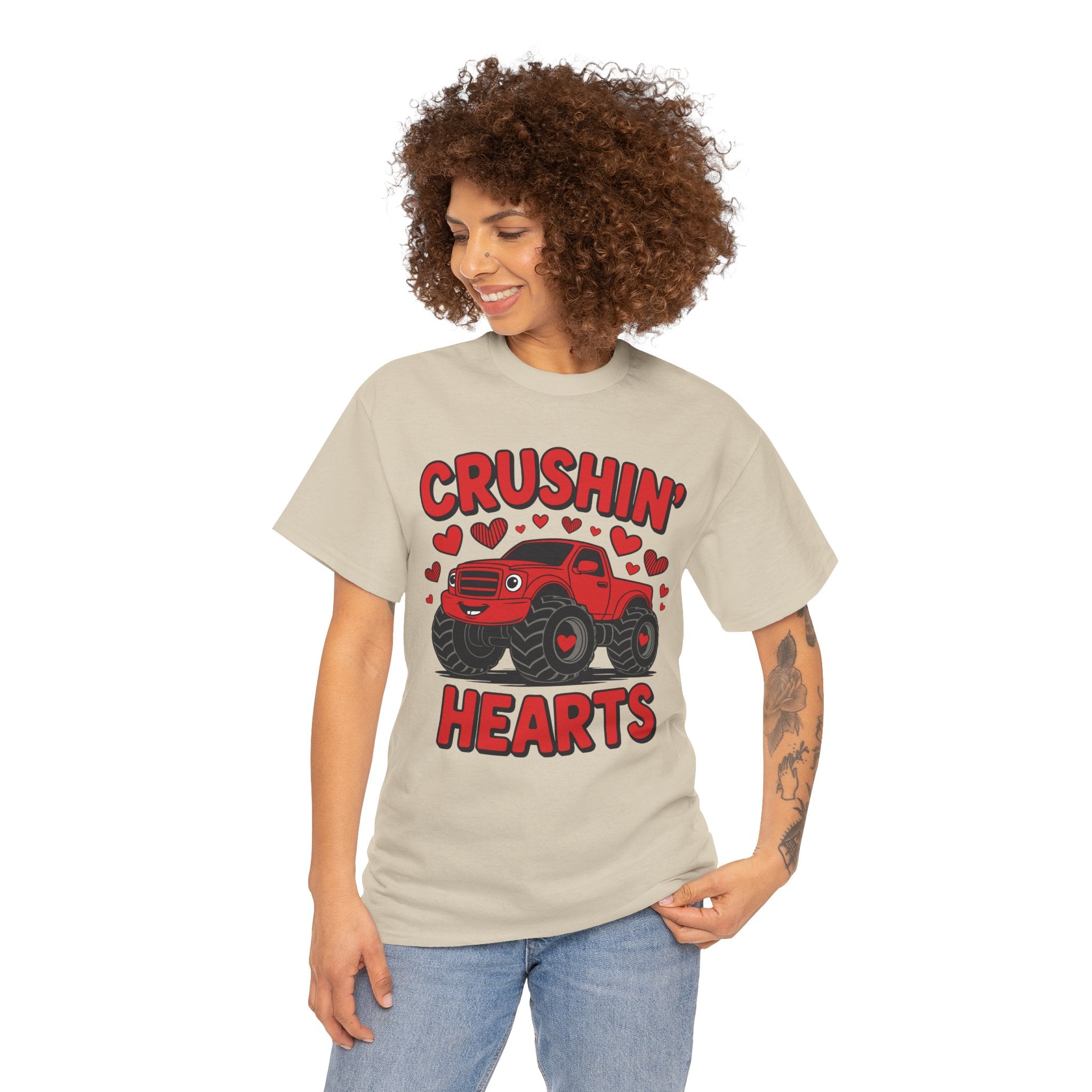 Crushin’ Hearts Valentine Monster Truck Unisex Cotton Tee