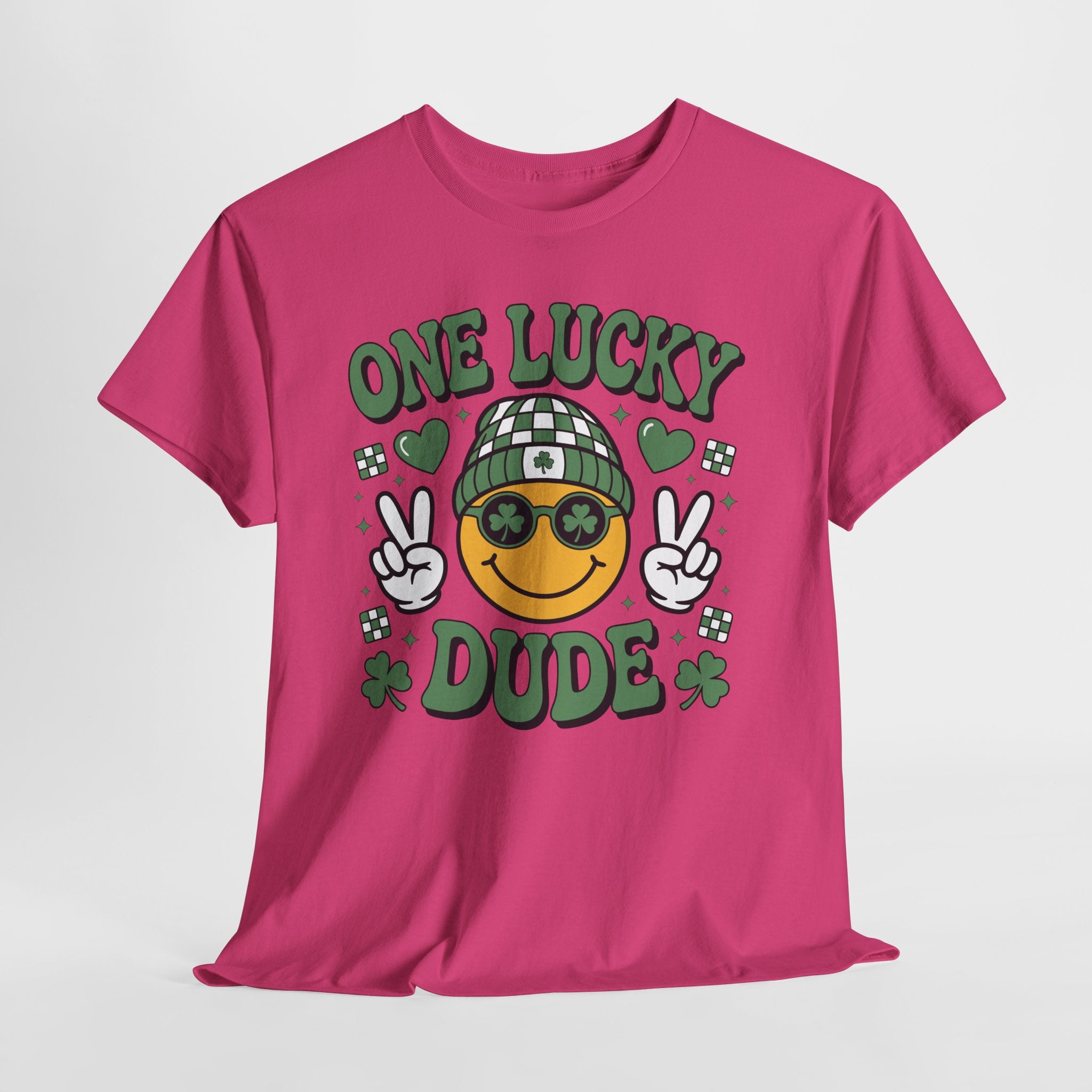 One Lucky Dude Shamrock Tee — St. Patrick's Day Smiley Unisex Cotton Tshirt