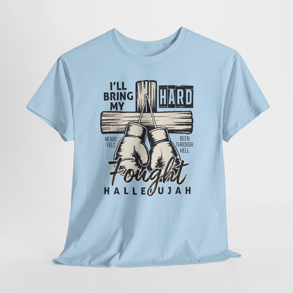 Christian Boxing Gloves Cross Tee — "I’ll Bring My Hard-Fought Heart."Unisex Cotton Tee
