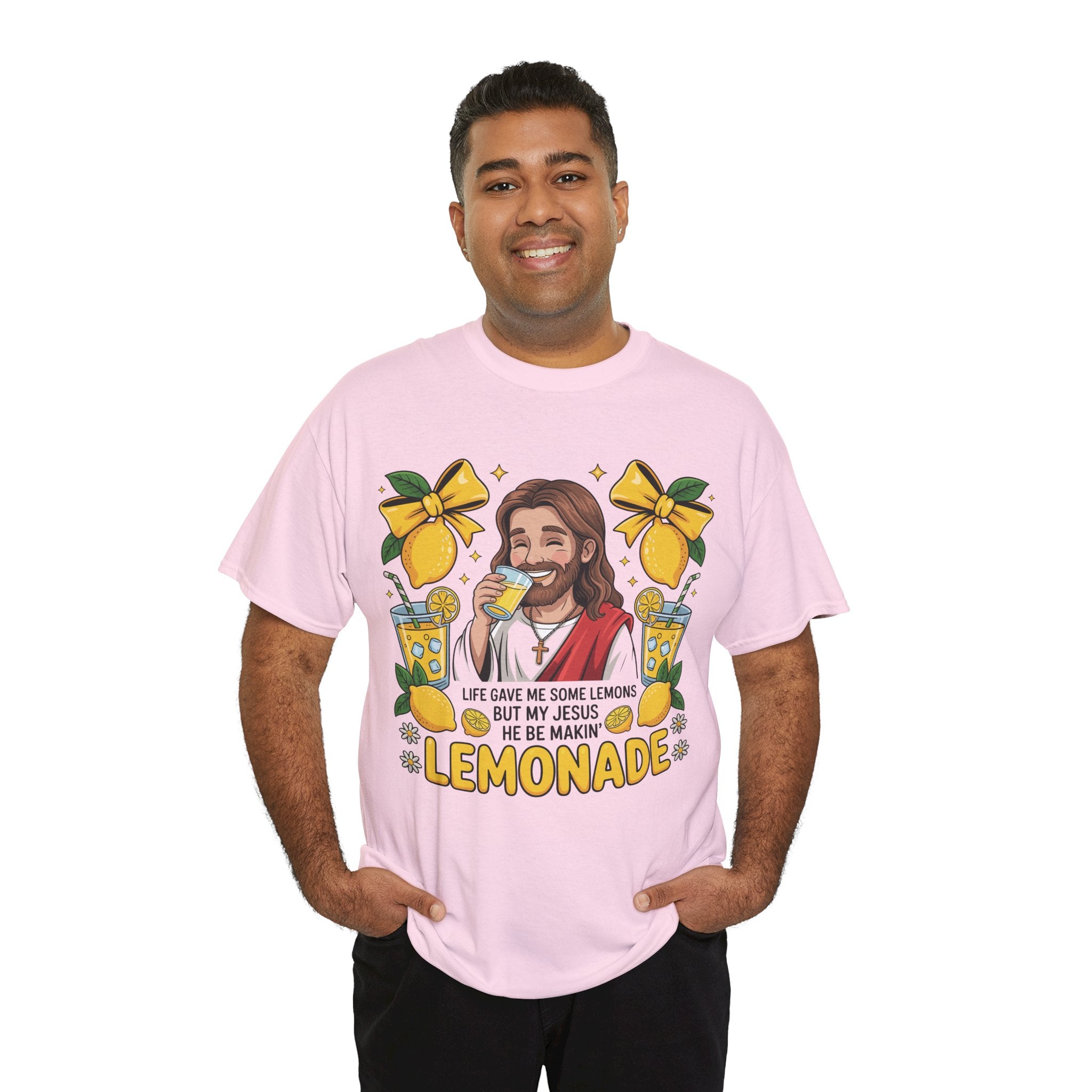 Jesus Drinking Lemonade T-Shirt — "Life Gave Me Some Lemons" Christian Unisex Cotton Tee