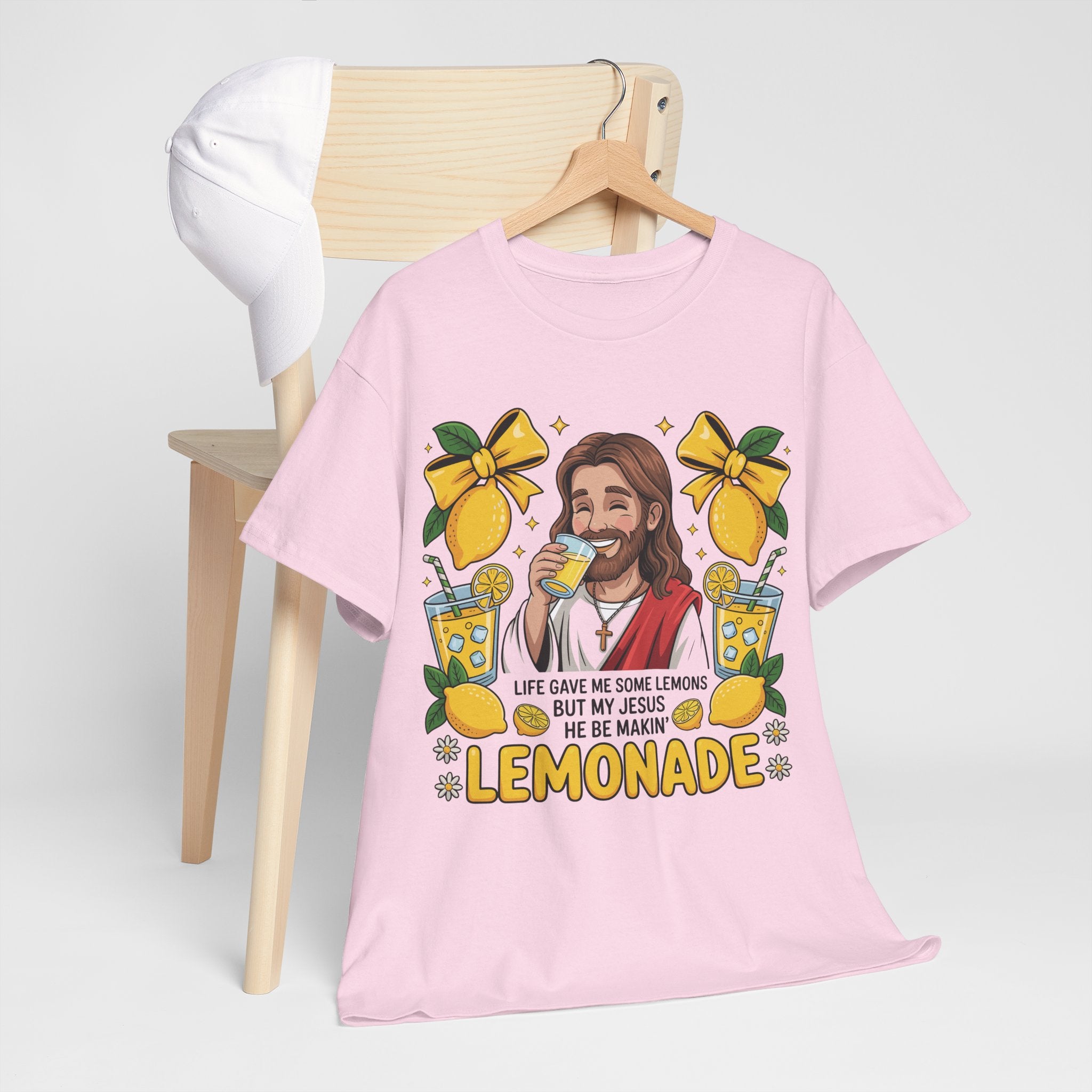 Jesus Drinking Lemonade T-Shirt — "Life Gave Me Some Lemons" Christian Unisex Cotton Tee
