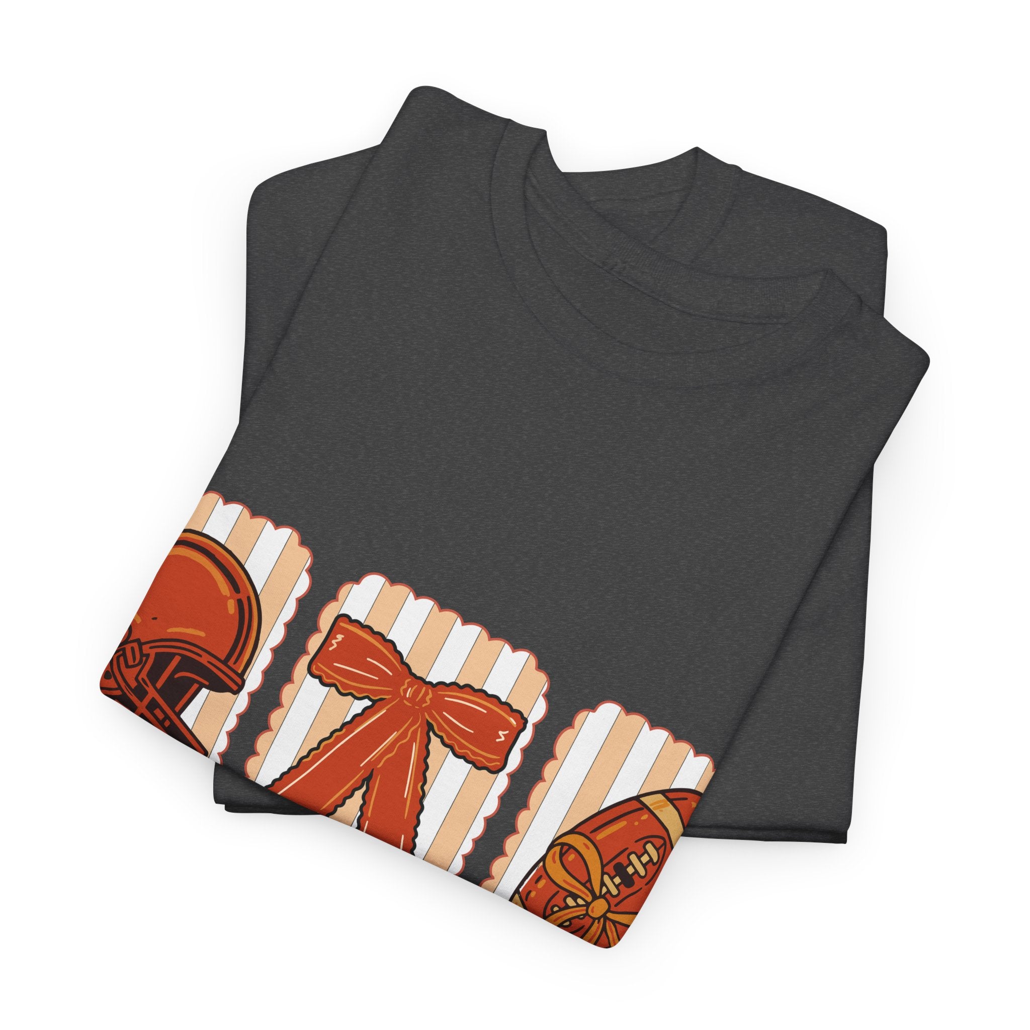 Touch Down Season Football Tee — Striped Fall Helmet & Bow Design Unisex Cotton Tee