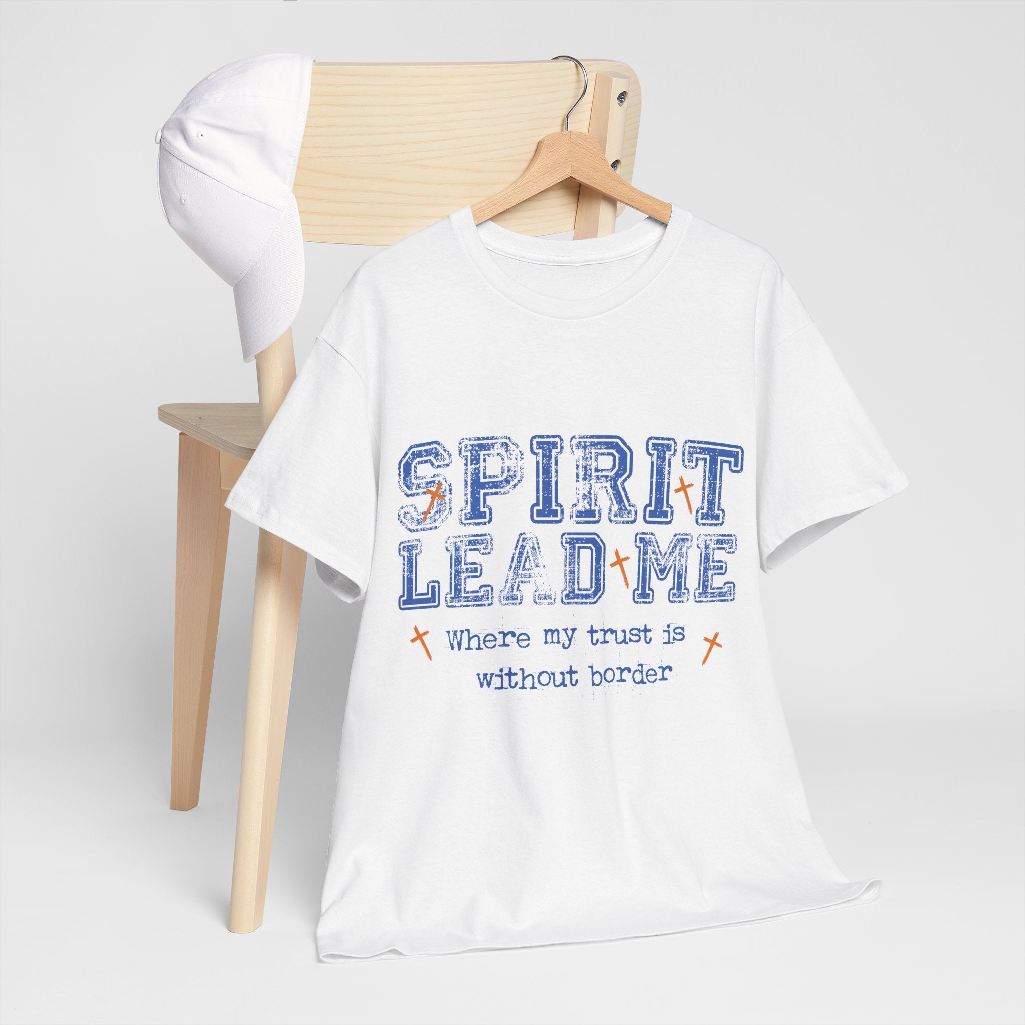 Christian Varsity Tee — “Spirit Lead Me — Where My Trust Is Without Border”. Unisex Cotton Tee