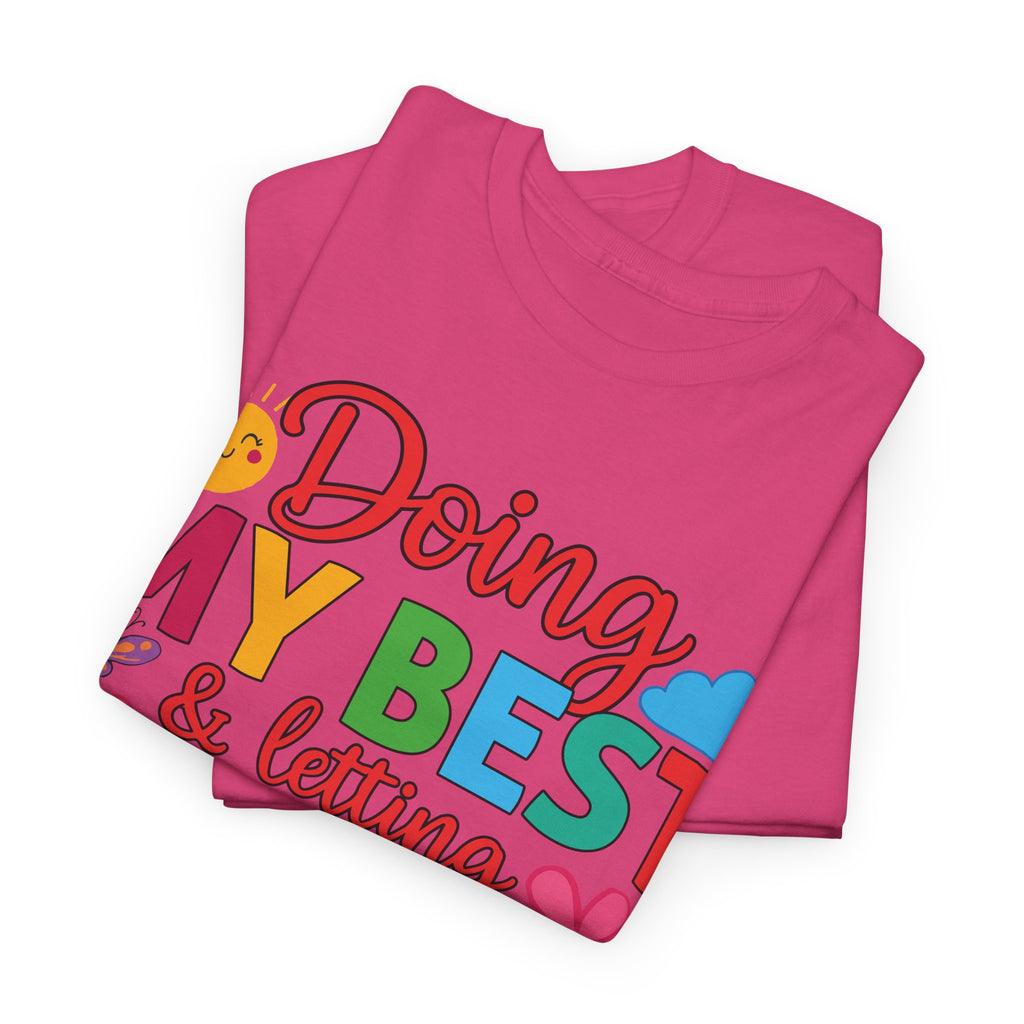 Doing My Best & Letting God Do The Rest T-Shirt — Floral Sun & Butterflies Inspirational Unisex Cotton Tee