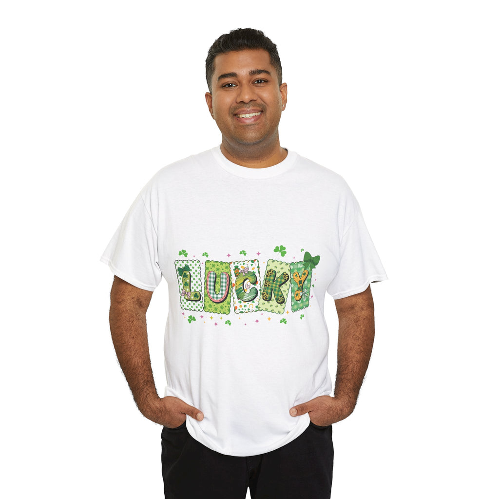 Lucky Patchwork Plaid Clover Tee — St. Patrick’s Day Unisex Cotton T-Shirt
