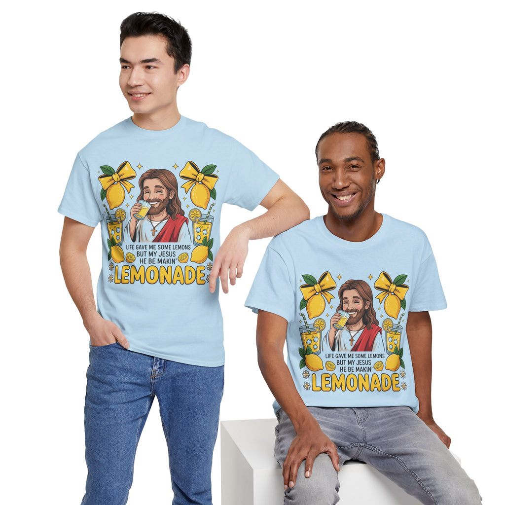 Jesus Drinking Lemonade T-Shirt — "Life Gave Me Some Lemons" Christian Unisex Cotton Tee