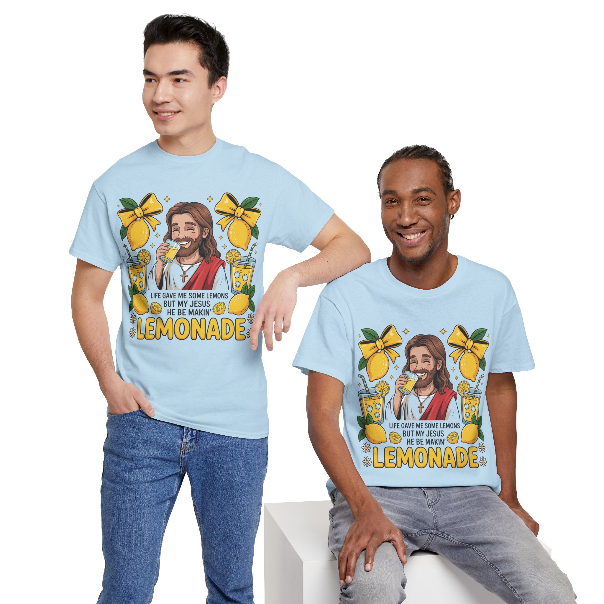 Jesus Drinking Lemonade T-Shirt — "Life Gave Me Some Lemons" Christian Unisex Cotton Tee