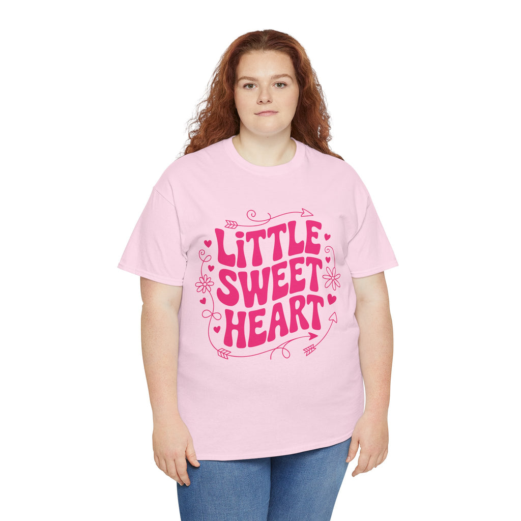 Little Sweetheart Retro Tee — Cute Red Hearts & Flowers Graphic Unisex Cotton Tee