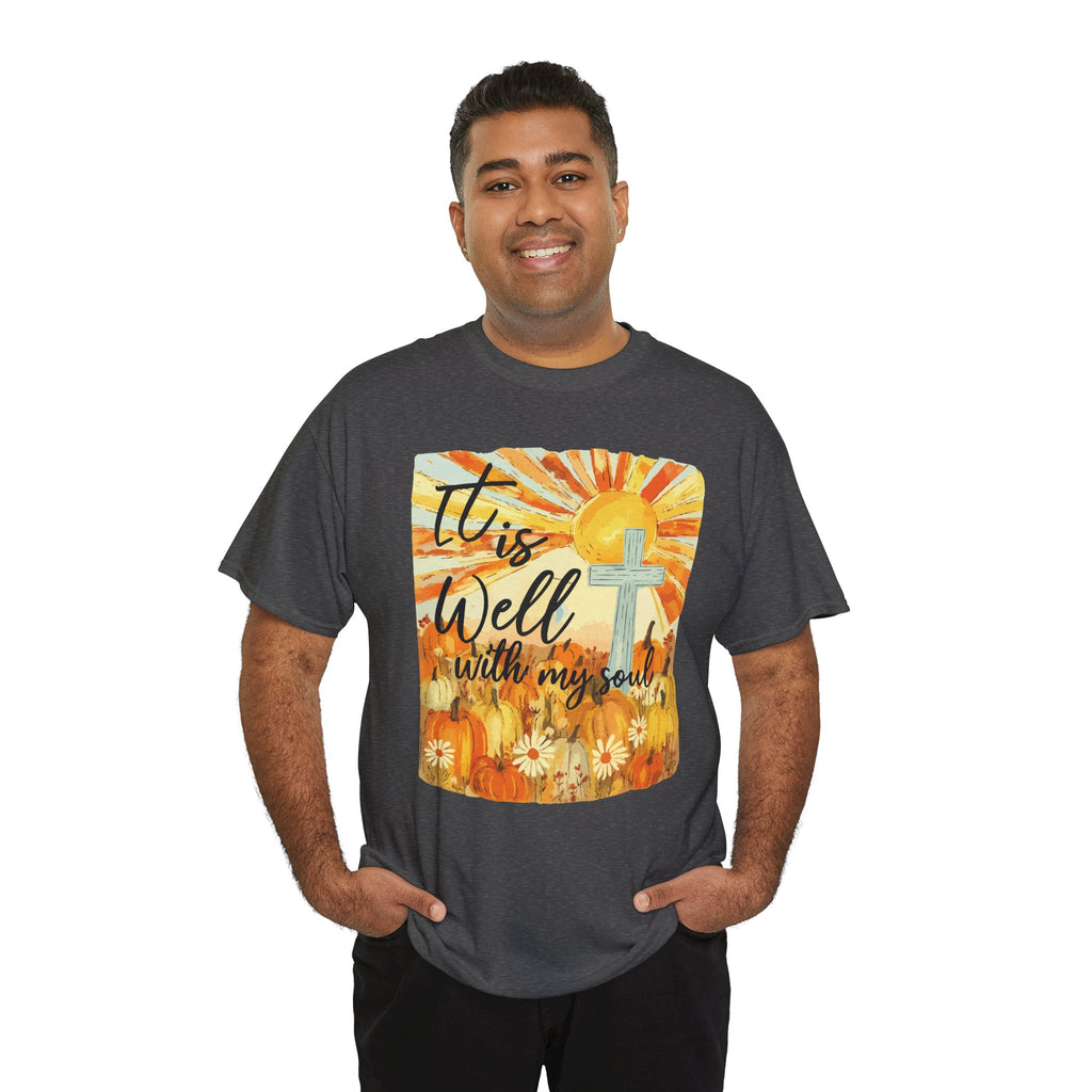 It Is Well With My Soul Pumpkin Sunrise Unisex Cotton T-Shirt