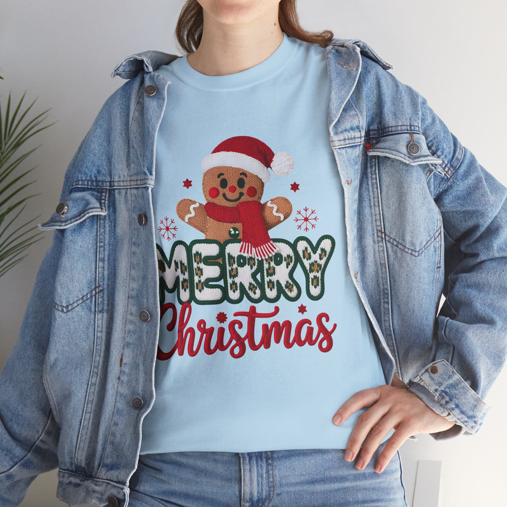 Gingerbread Santa 'Merry Christmas' Unisex Cotton Tee T-Shirt