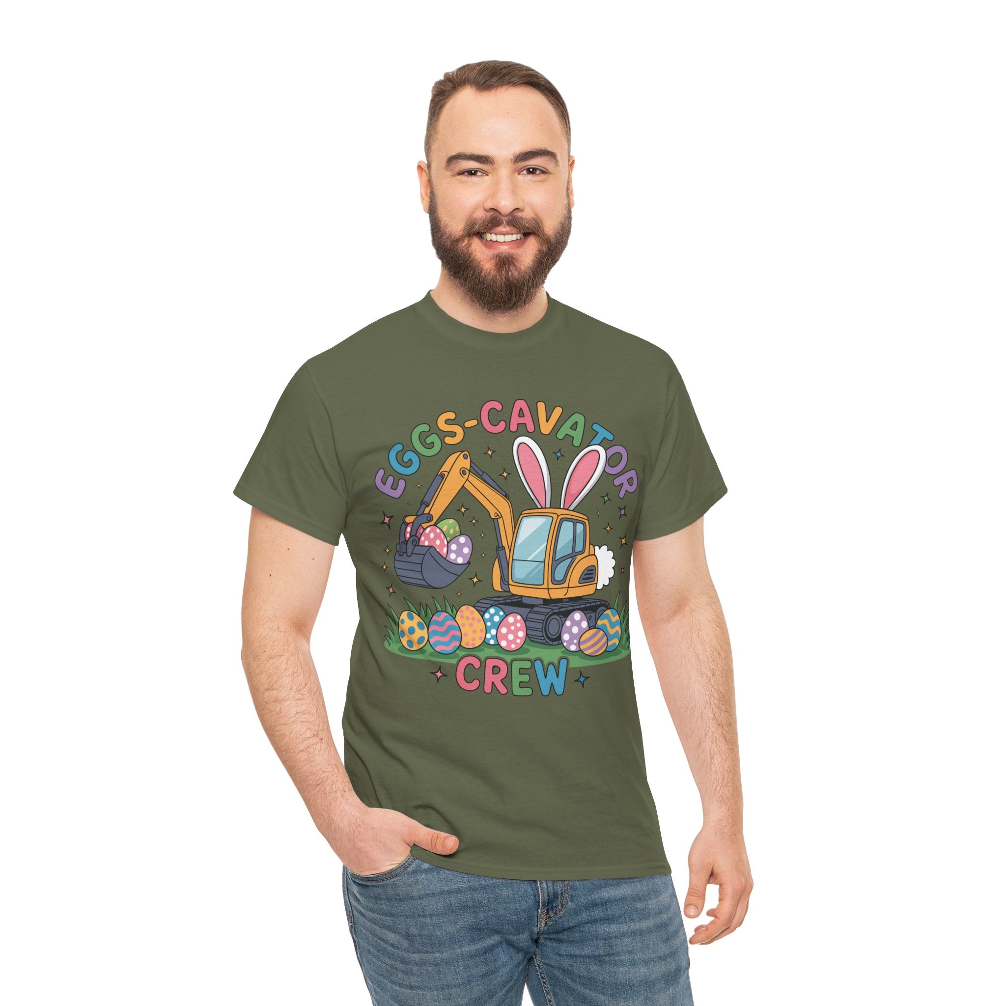 Easter 'Eggs-cavator Crew' Kids Tee — Excavator Bunny & Eggs Unisex Cotton Tee