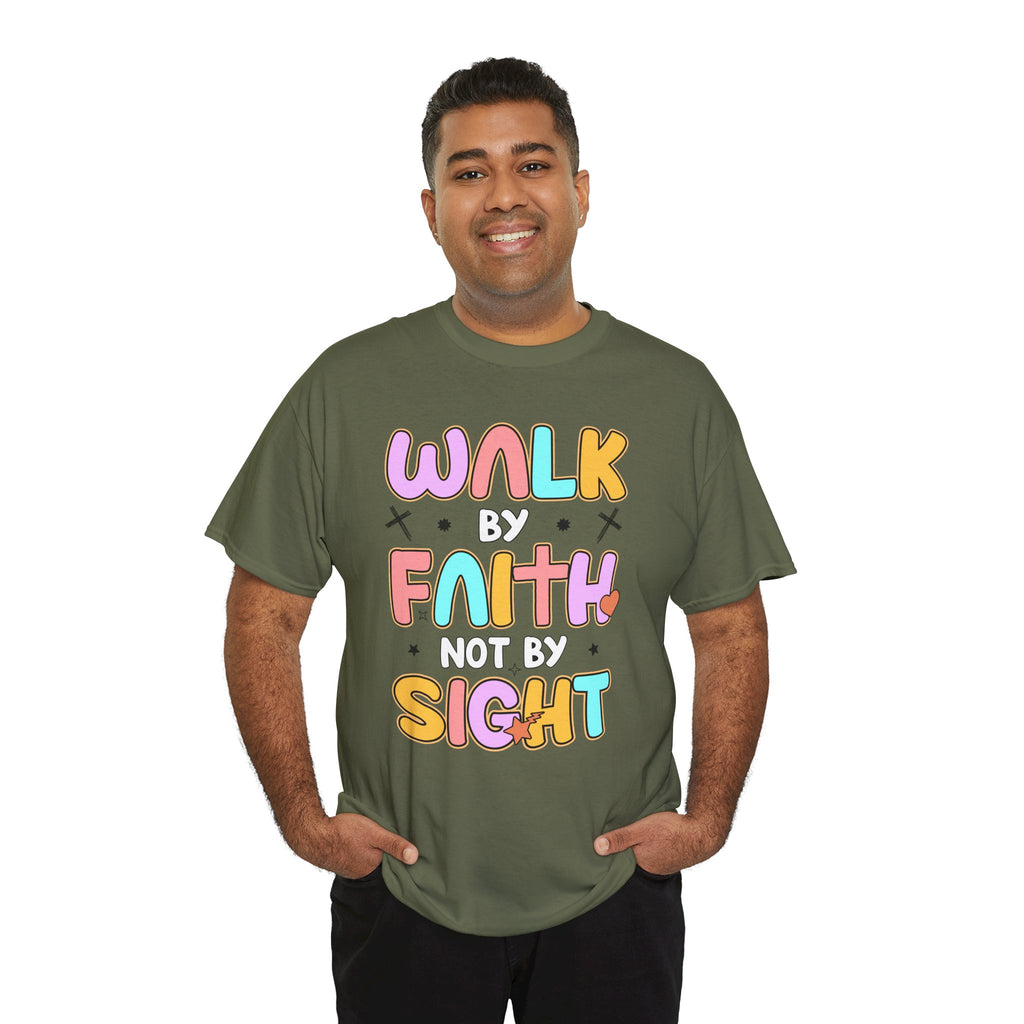 Walk by Faith Not by Sight T-Shirt — Pastel Christian Faith Unisex Cotton Tee