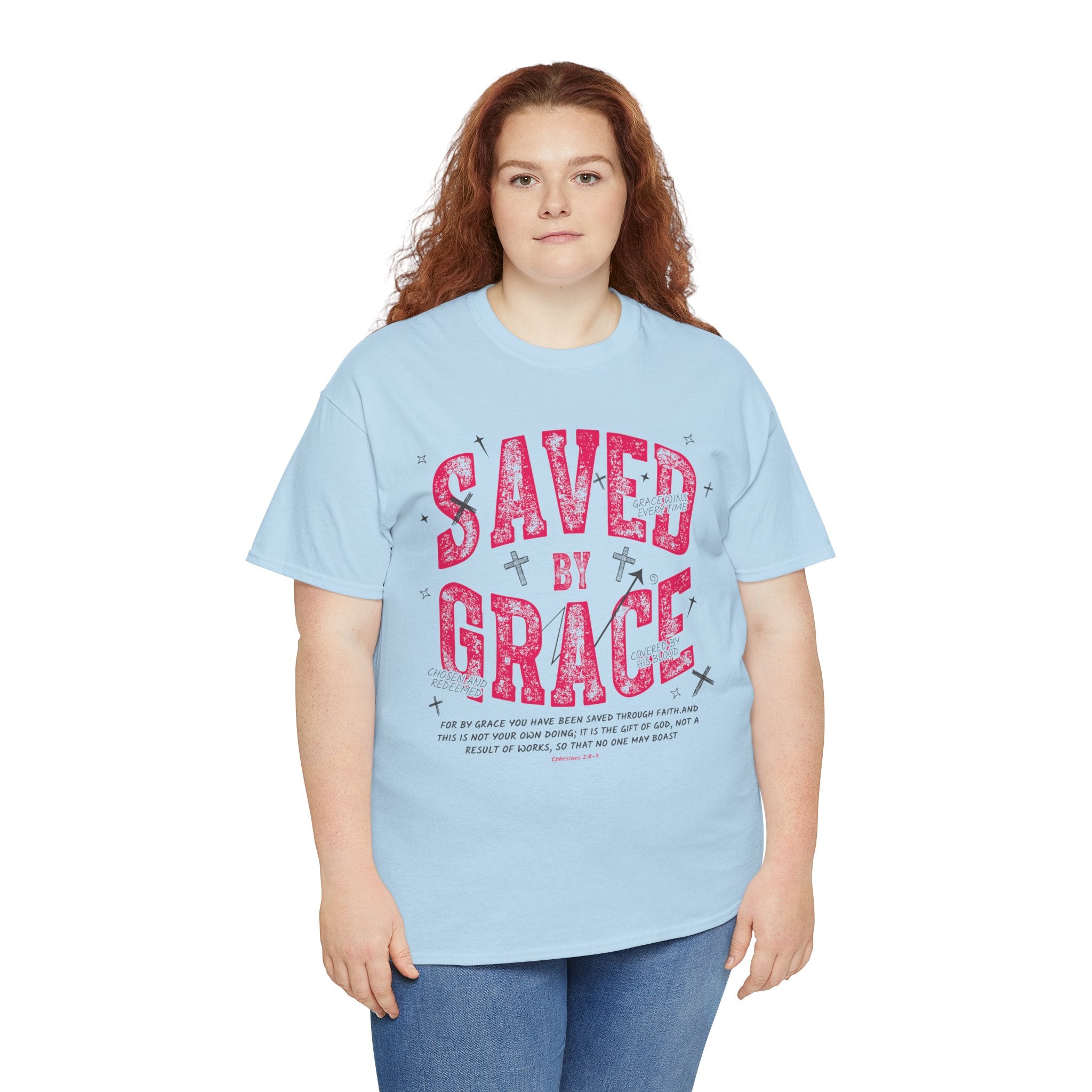 Saved by Grace Ephesians 2:8-9 Unisex Cotton T-Shirt