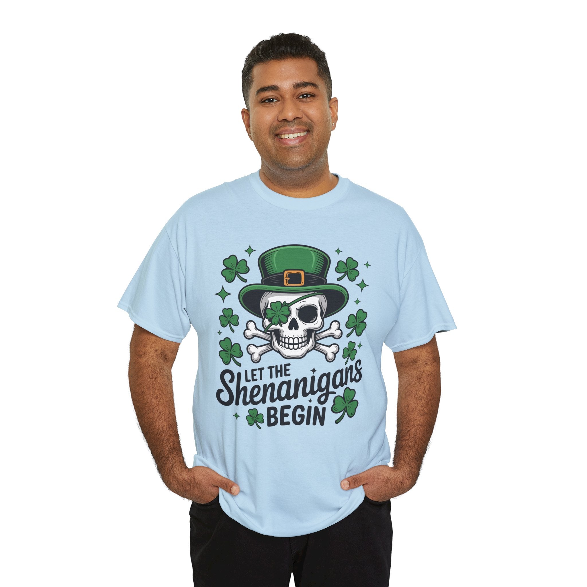 Let the Shenanigans Begin — Leprechaun Skull Unisex Cotton T-Shirt