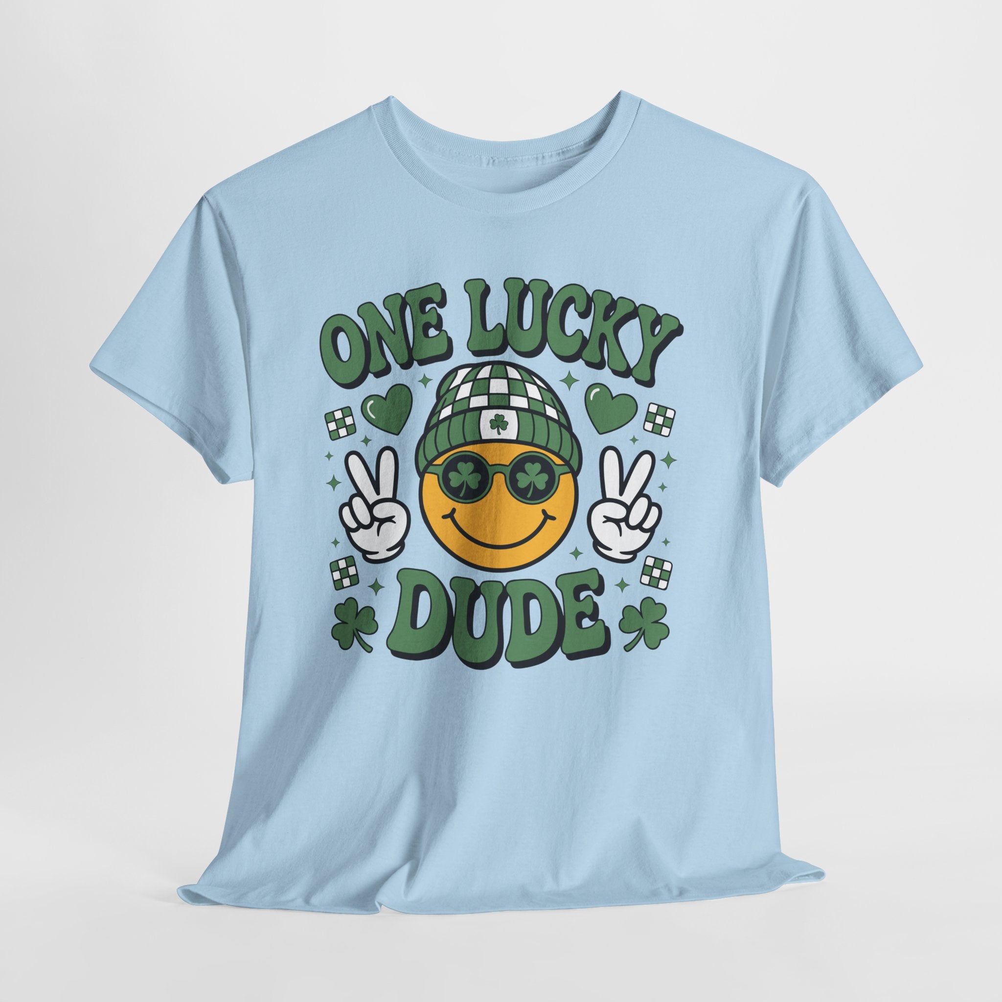 One Lucky Dude Shamrock Tee — St. Patrick's Day Smiley Unisex Cotton Tshirt