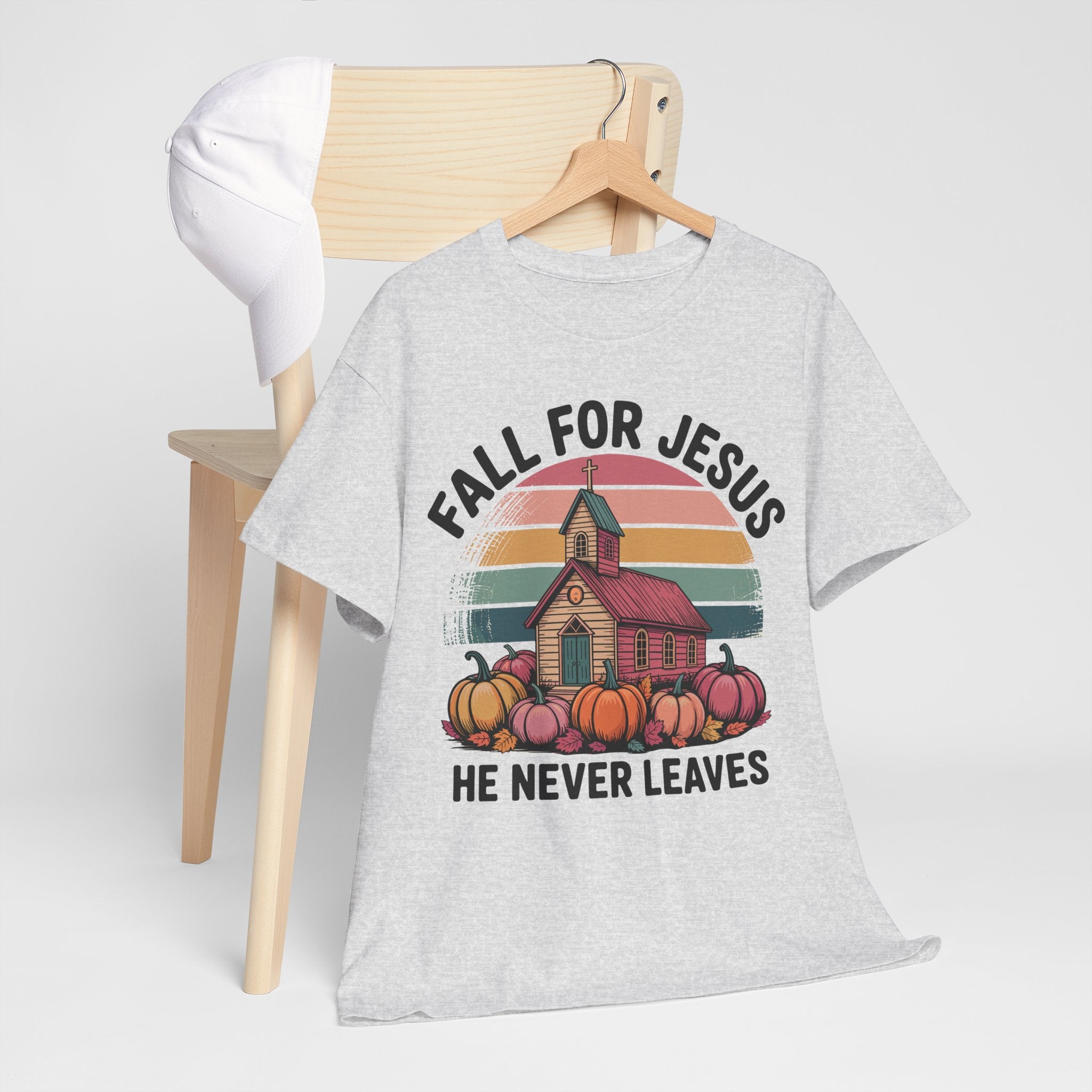 Jesus Leopard Print Fall T-Shirt — Pumpkins, Leaves & Floral Faith Unisex Cotton Tee