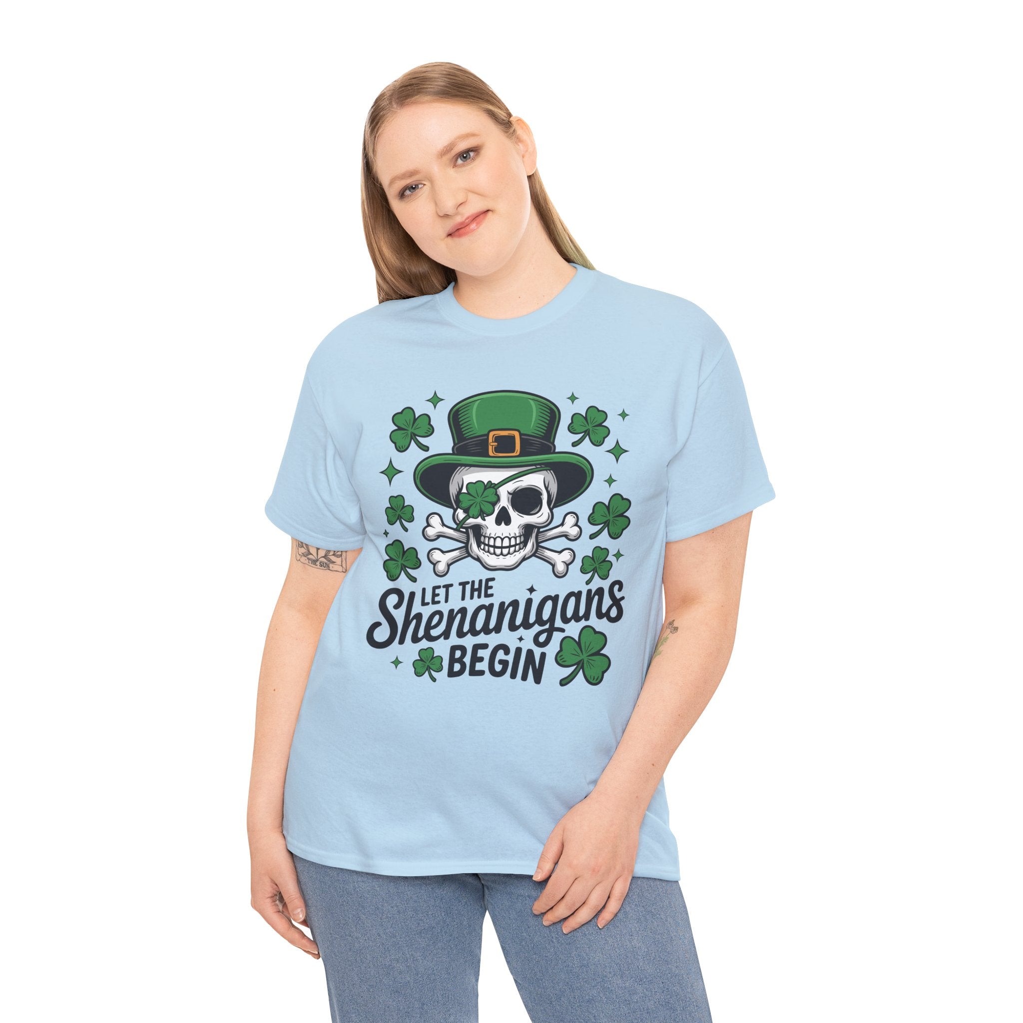 Let the Shenanigans Begin — Leprechaun Skull Unisex Cotton T-Shirt