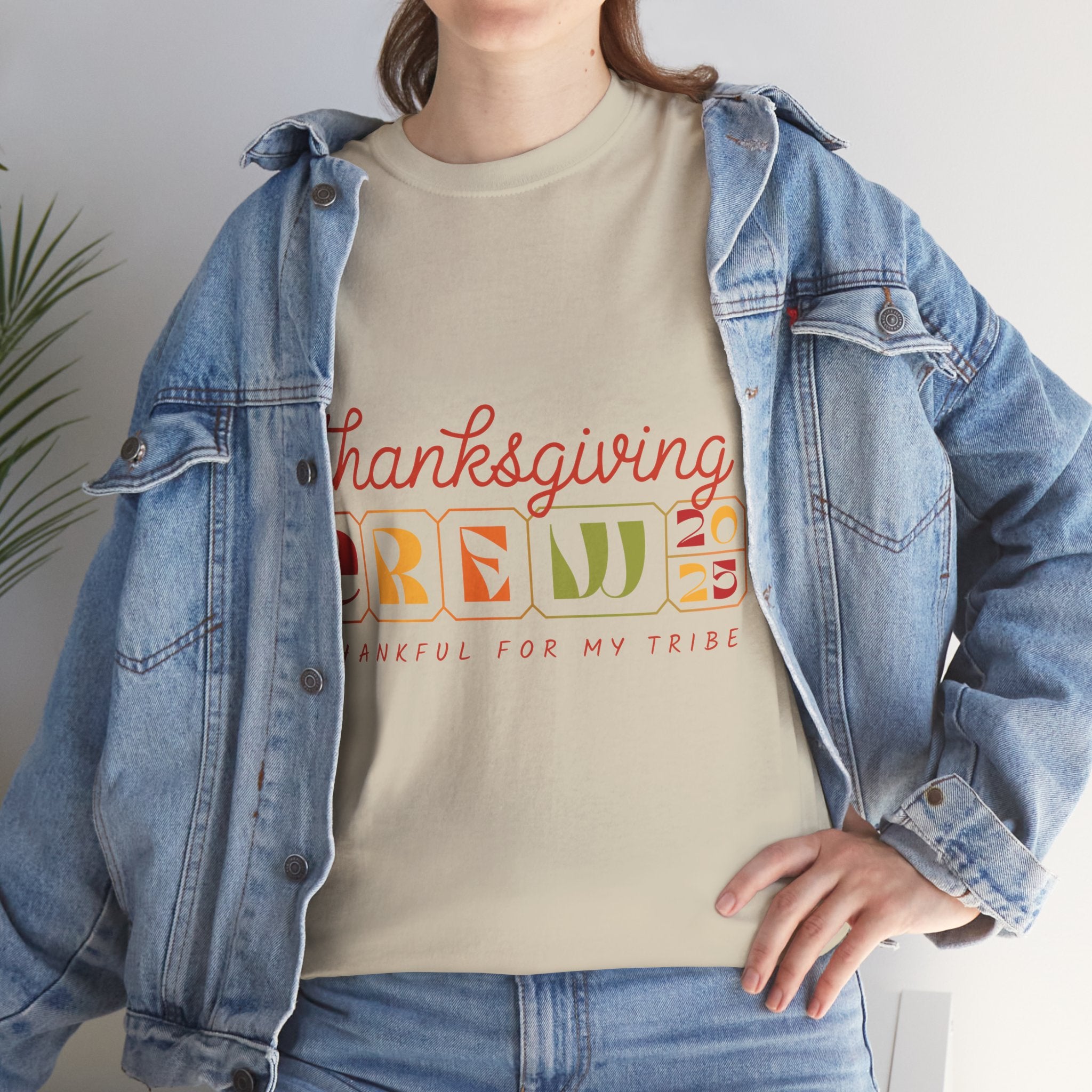 Thanksgiving Crew 2025 Tee — "Thankful for My Tribe" Autumn Holiday Unisex Cotton Tshirt